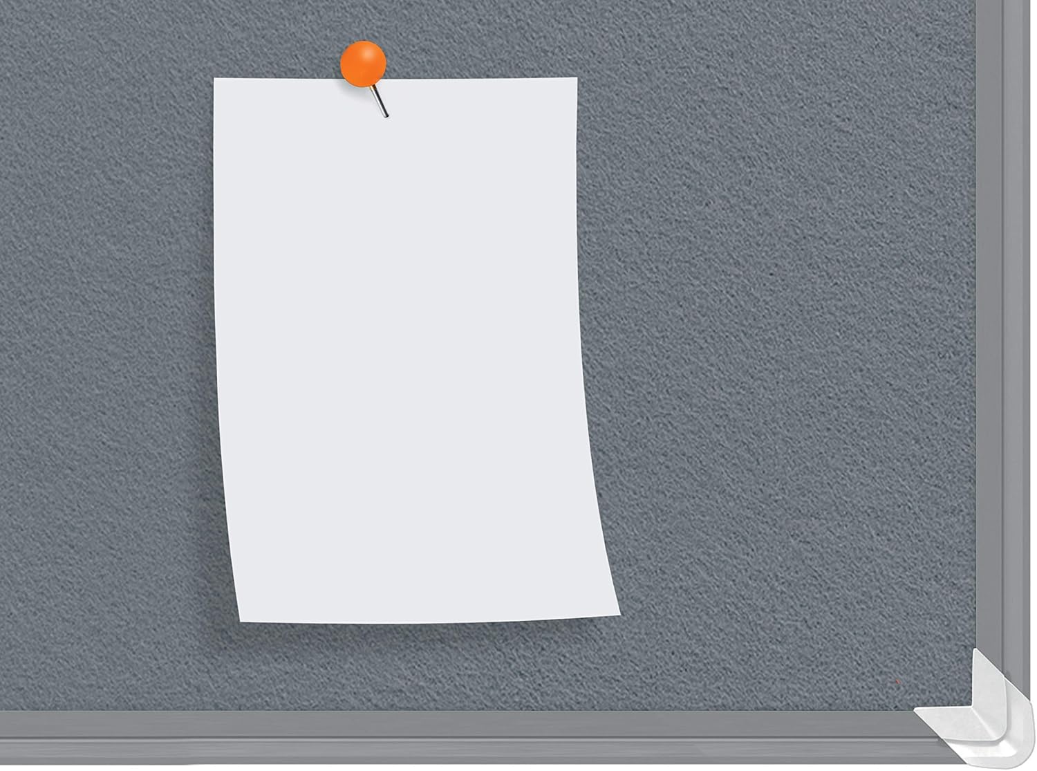 Nobo Felt Notice Board, 900 x 600 mm, Aluminium Trim, Corner Wall Mounting, Premium Plus, Grey, 1915195