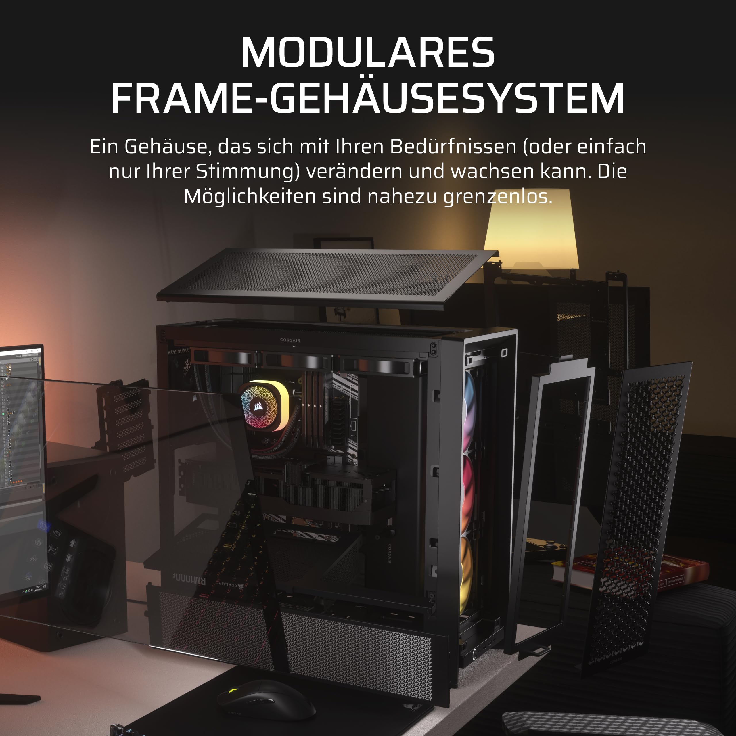 CORSAIR Frame 4000D RS ARGB Modulares Mid-Tower ATX PC-Gehäuse – Schwarz