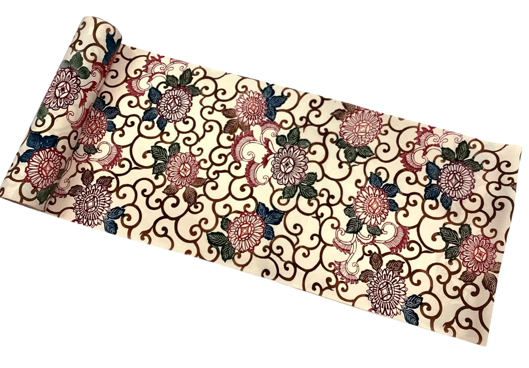 Amazon | 着物のはぎれ 正絹 唐草花柄 京友禅小紋 反物切り売り 7-3
