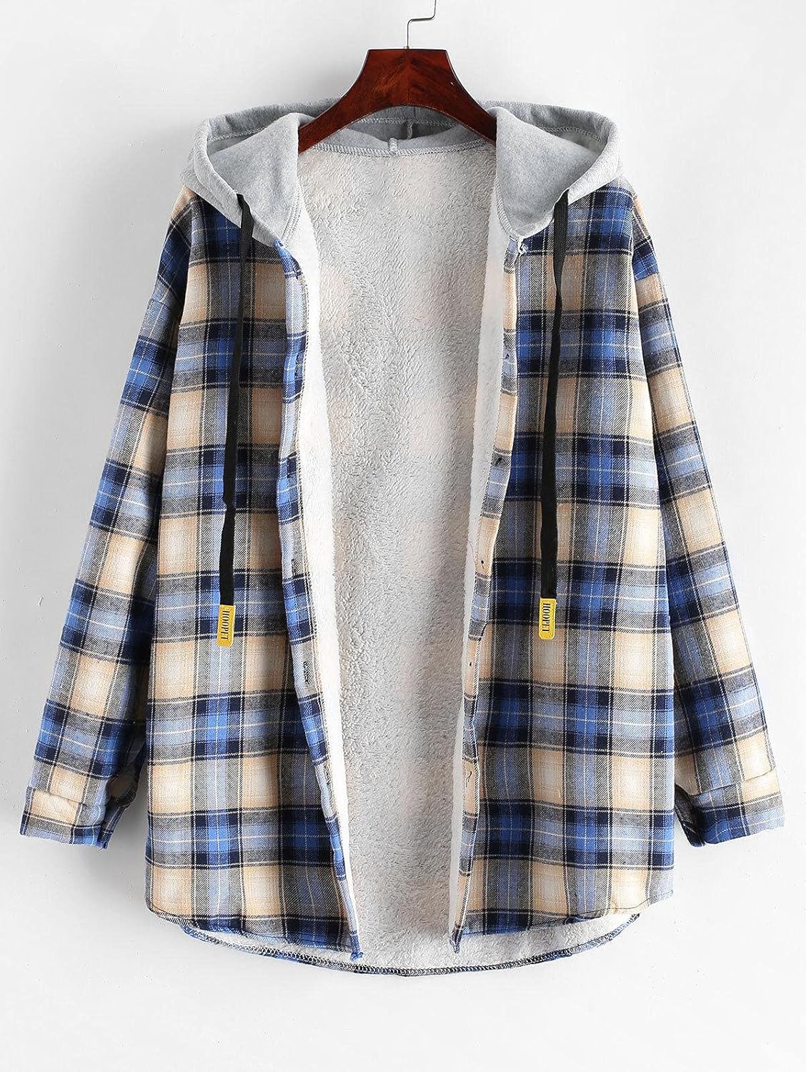 ZAFUL Plaid Fleece Lined Hooded Jacket Oversized Nigeria Ubuy
