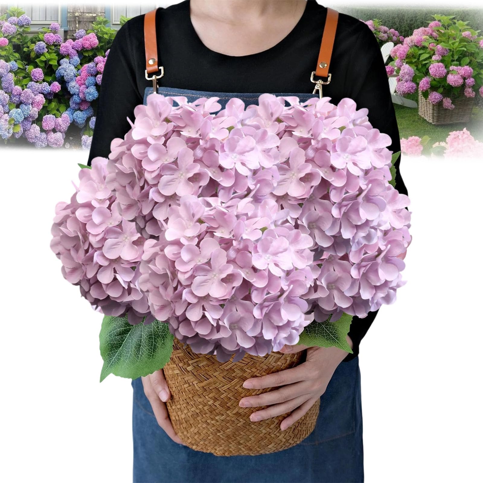 Outdoor Artificial Hydrangea Flowers, 2025 New 3D Artificial Plants Outdoor Uv Resistant, 20Inch Lifelike Fake Flowers No Fade , Faux Plants for Garden Porch Window Box Decorating (Purple,10PCS)