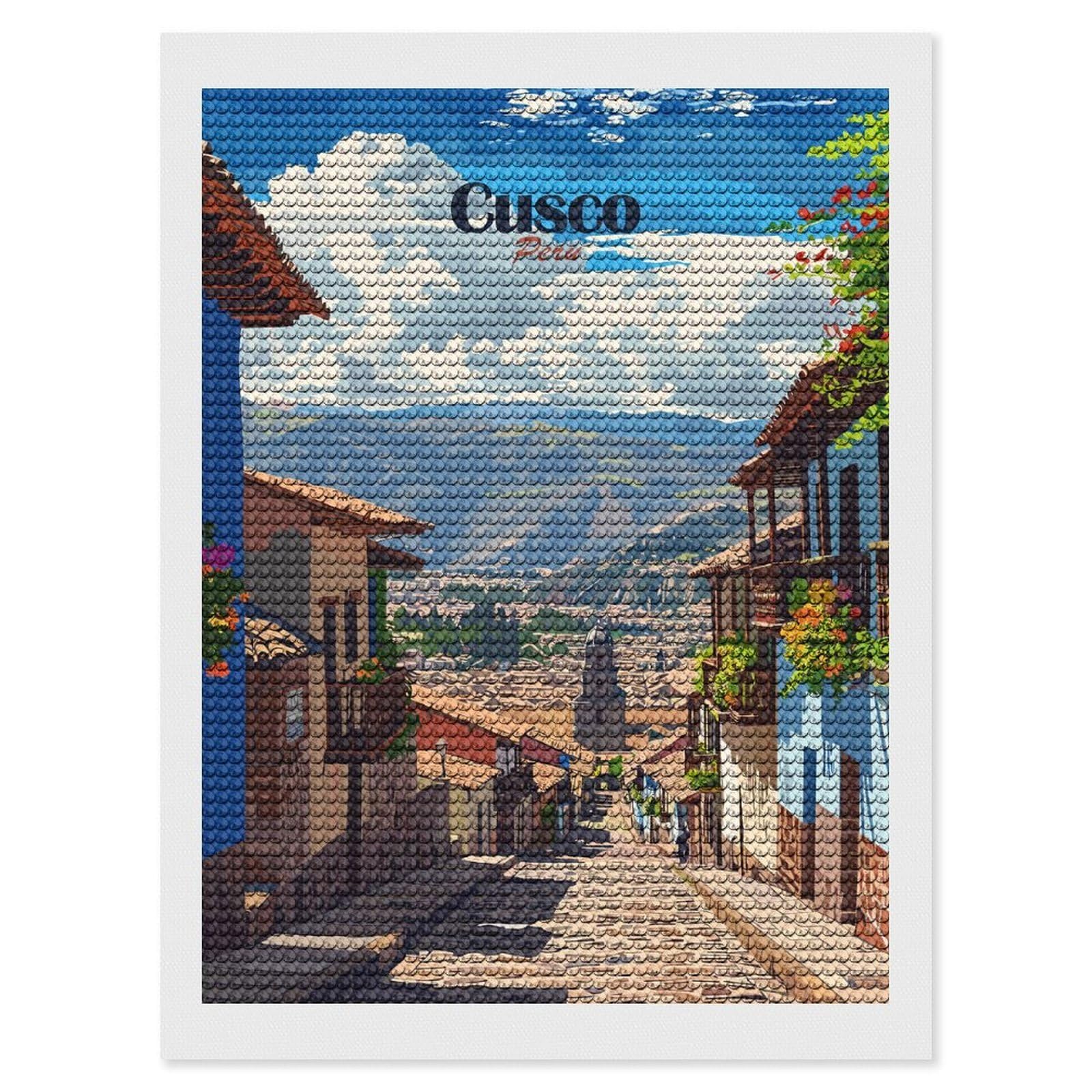 Junmoney Cusco, Peru Travel Diamond Painting Kit 12"x16", for Women, Simple to Start, Bedroom Decor, Christmas Gift, Good for Quiet Evenings