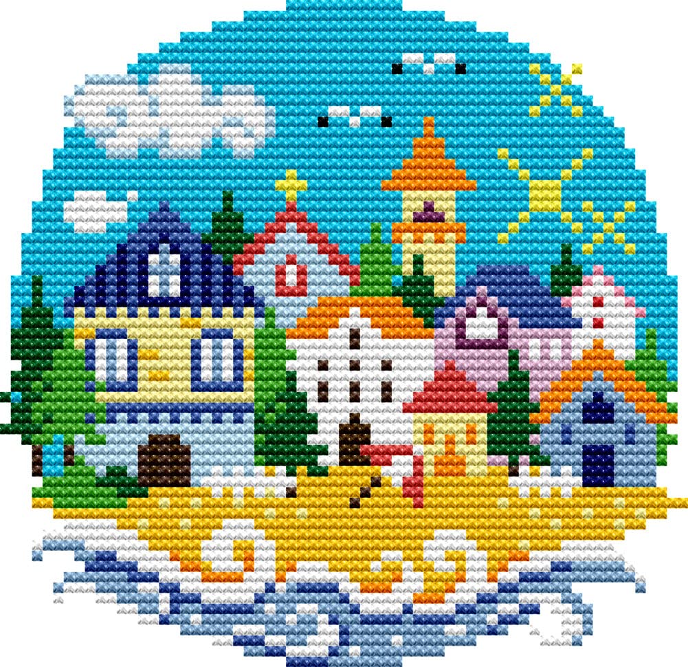 Awesocrafts Kreuzstich-Set „Palm Springs“ – Inkl. Stoff, Garn & Nadel, 14CT, 23x21 Cm, Entspannungs-Handwerk