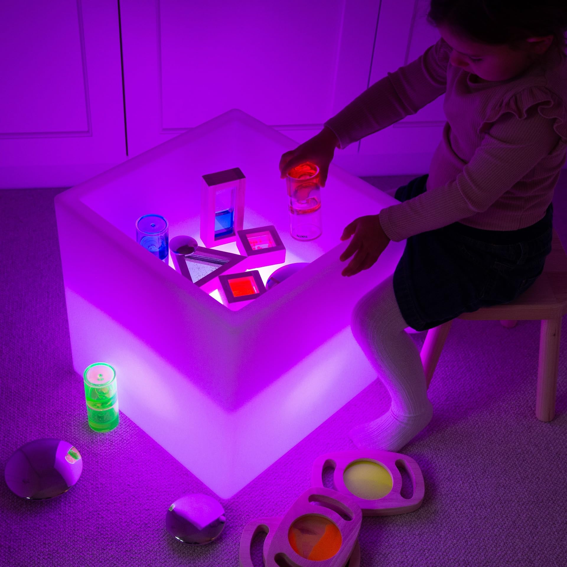 TickiT 75554 Sensory Mood Play Cube – LED Mood Night Light, LED Color Changing Mood Cube, Night Light – Water Table
