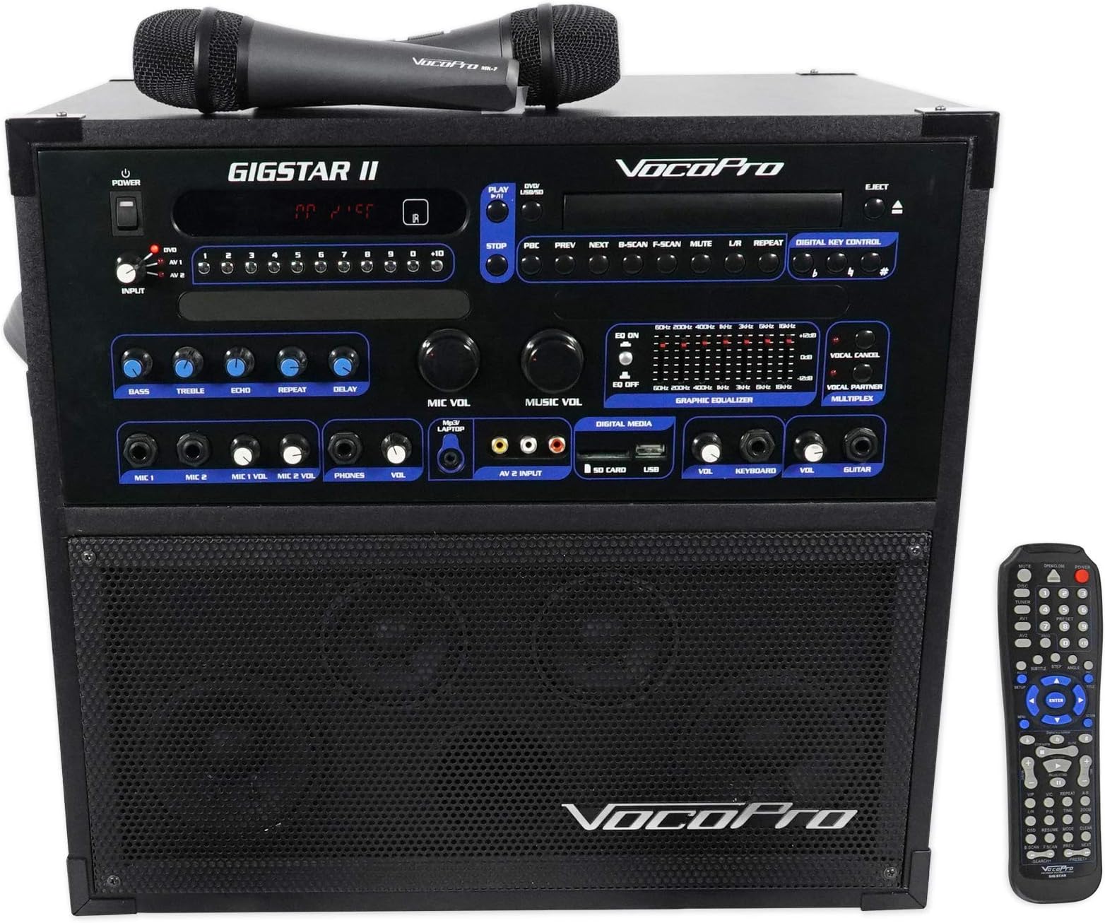 VocoPro Gigstar II Portable 100W 4-Channel PA/Karaoke System