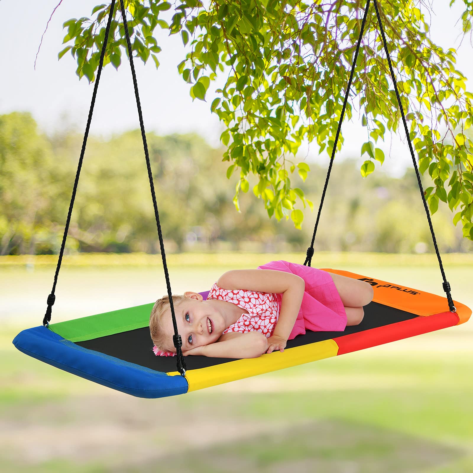 RELAX4LIFE Altalena Ovale da Giardino, Altalena a Nido con Corde Regolabili, Sedia Sospesa Multiuso per Bambini e Adulti, Carico 120/150/300 kg (150x80x180cm,300kg, Colorato)
