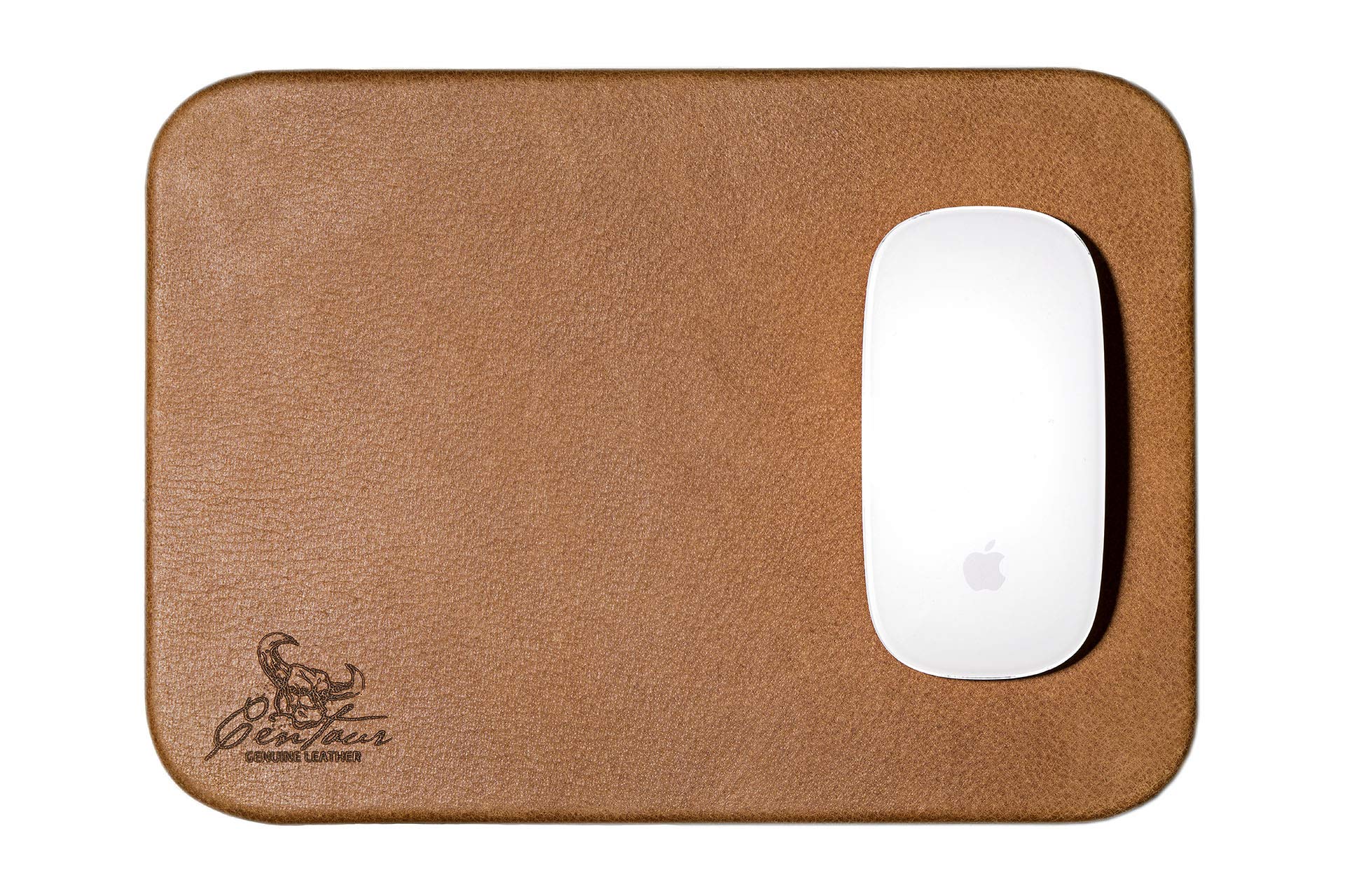 Centaur - Hochwertiges Leder Mousepad 25x18 cm Cognac Vintage - Vintage Mauspad aus echtem Leder - Unterlage für Computermaus - Leather Pad - Handarbeit Made in Germany