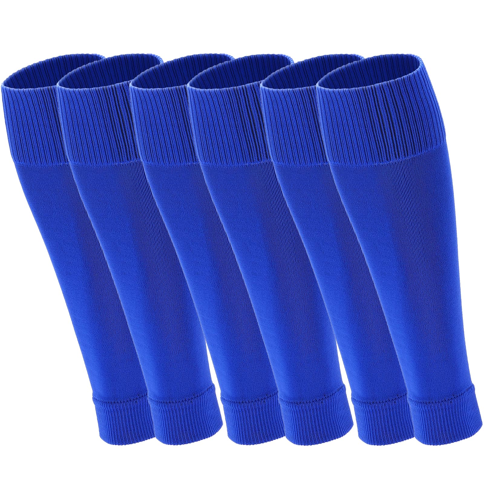 Geebuzz 3 Pairs Football Sock Sleeves, Pre-cut Football Sleeves compatible with grip socks, Shin Guards Sleeves for Football, Basketball, Rugby (Blue, Medium)