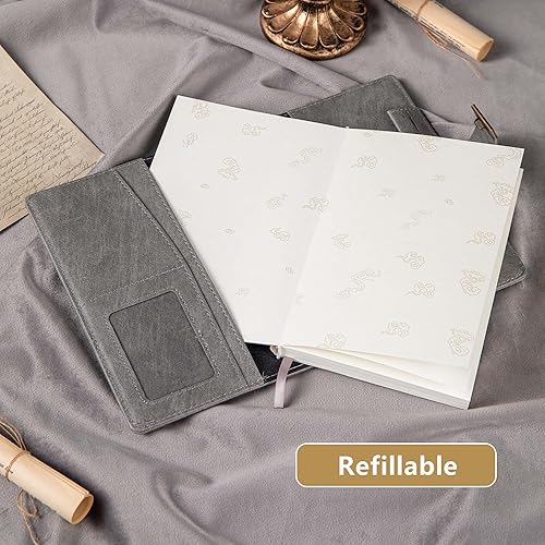 Vista 69 de Dragon - Diario de cuero, cuaderno de tapa dura, diario recargable con cerradura, diario de escritura en papel en línea/en blanco con cerradura