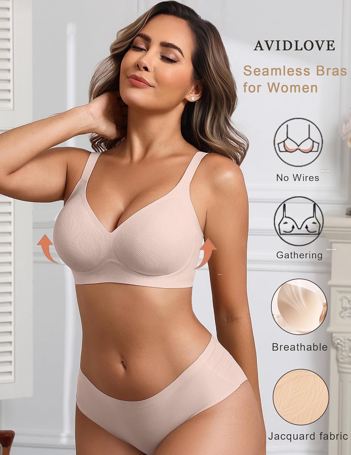 Avidlove Bras for Women Seamless Comfortable Bralettes No Wire Full Coverage Padded T Shirt Bra - Image 3