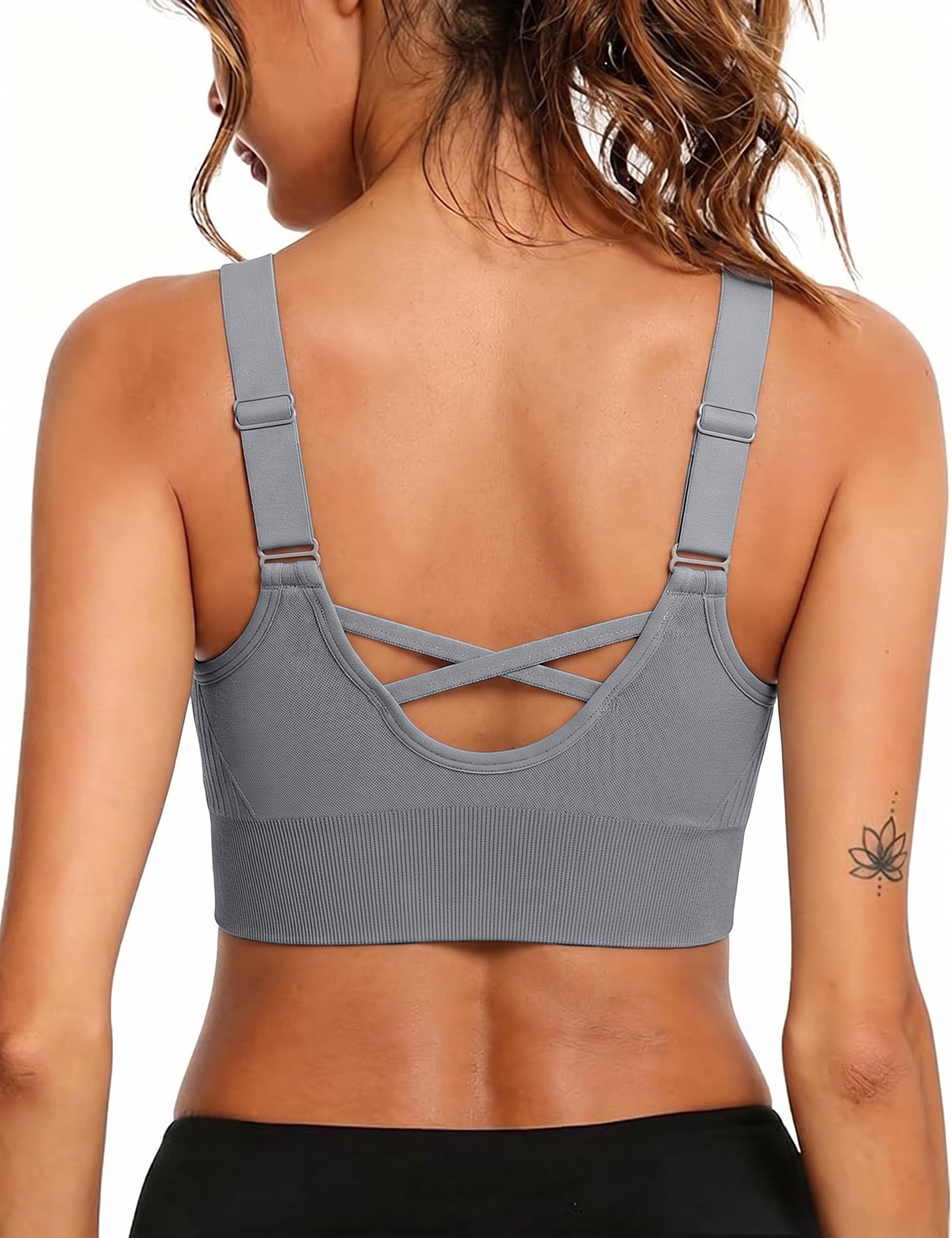Litherday Sport BH Damen Starker Halt überkreuzte Rückendesign | Damen Sports Bra Ohne Buegel mit Abnehmbar Gepolstert für Fitness Jogging Yoga Pilates