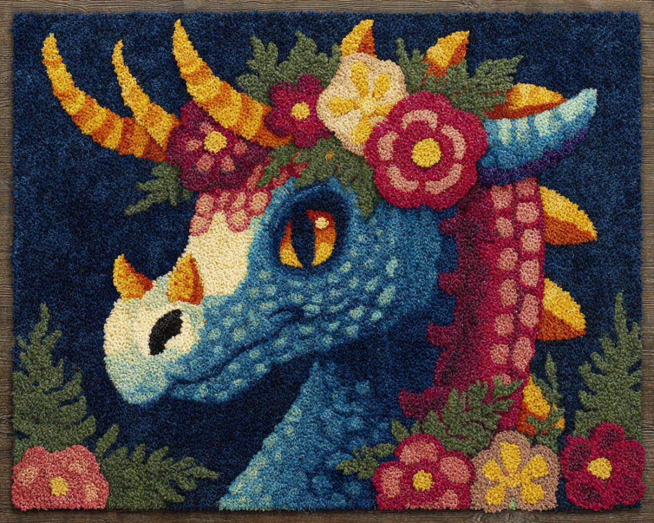 AMBATTERY Carpet Latch Hook Kit Dragons and Flowers 80x160cm