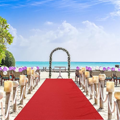 Miniatura 6 de HOMBYS Alfombra roja de 10.53 ozm, 2.6 x 10 pies, para eventos y ocasiones especiales, no necesita cinta, antideslizante, impermeable, duradera