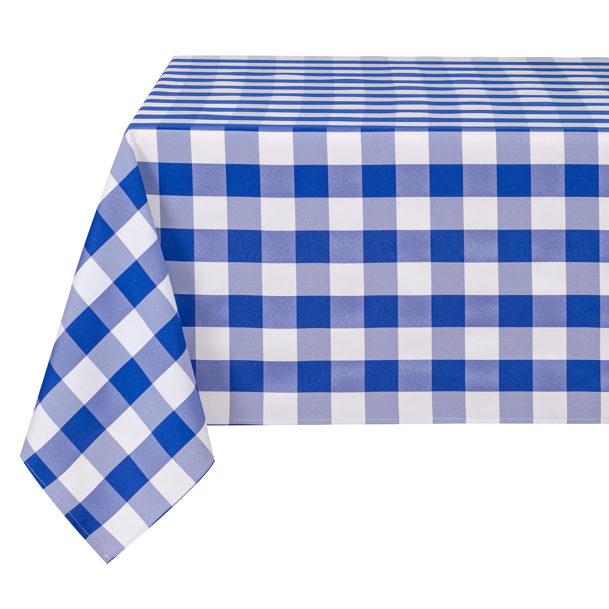 DWCN Tischdecke Karo Abwaschbar Wetterfest Tischwäsche Fleckschutz Wasserdicht Tischtuch für Garten Esszimmer Party Hochzeit Blau Weiß 90 x 90 cm