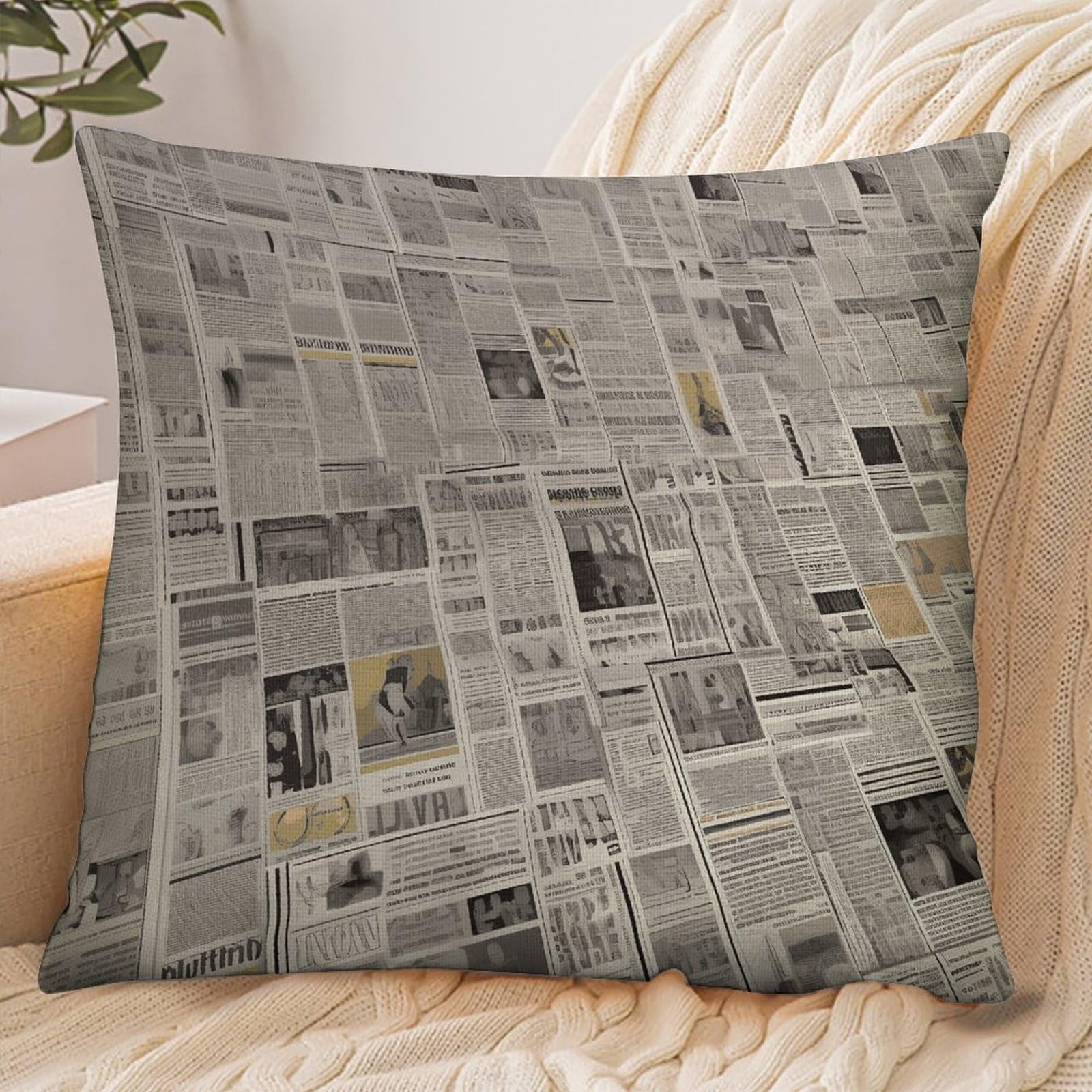 Fekiloot Style Newspaper Pillowcase Pillow Sham Pillow Case