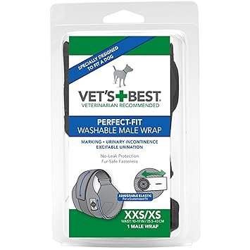 Vet's Best 1 Count Washable Male Dog Wrap, X-Small/XX-Small