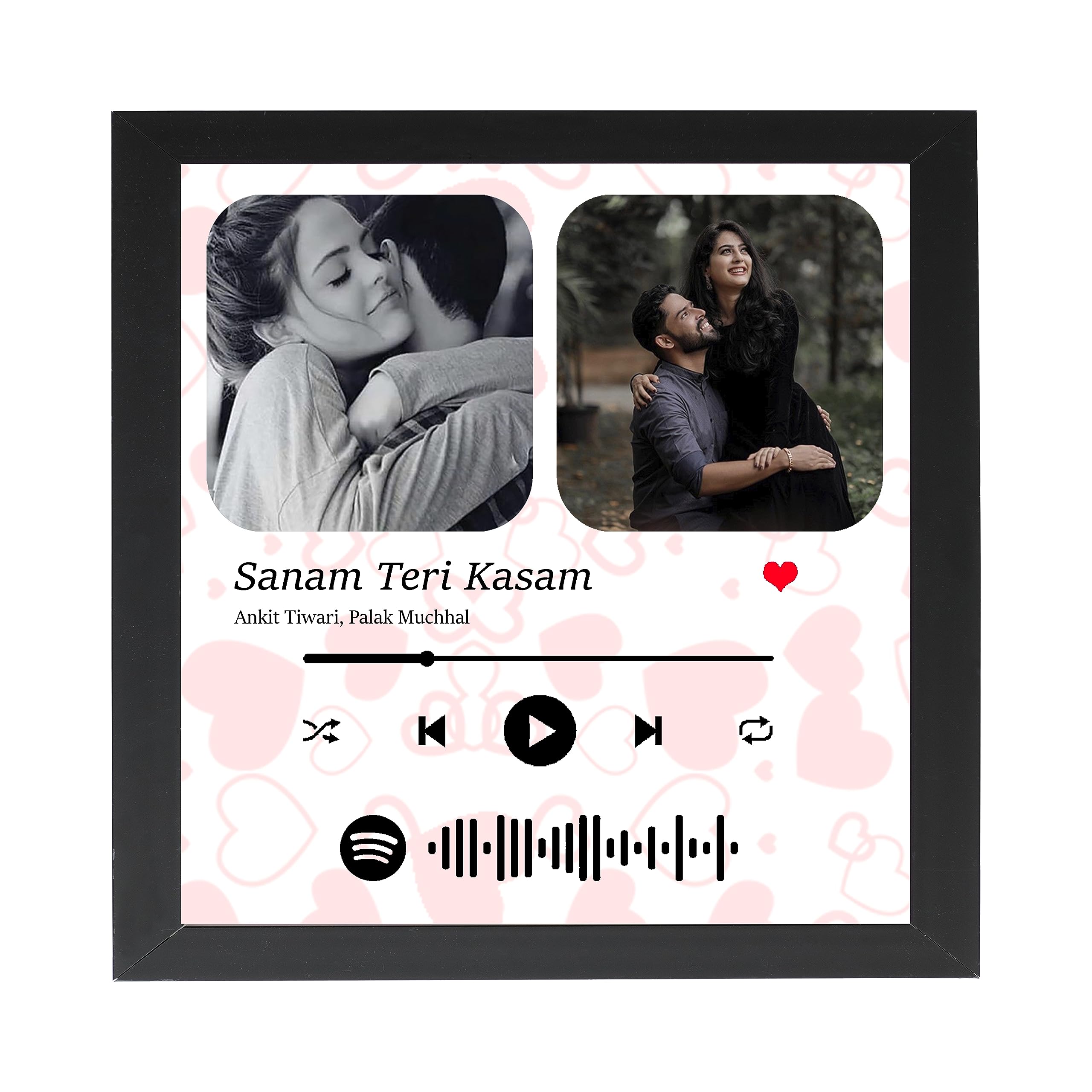 FA6 Personalized Heart Background Spotify Song Barcode Frame with Photo & Music Name Digital Print Wooden Photo Frame for Birthday Gifts - Peach & White - 8x8 Inch (B0CFJ1H77N) Amazon Price History, Amazon Price Tracker