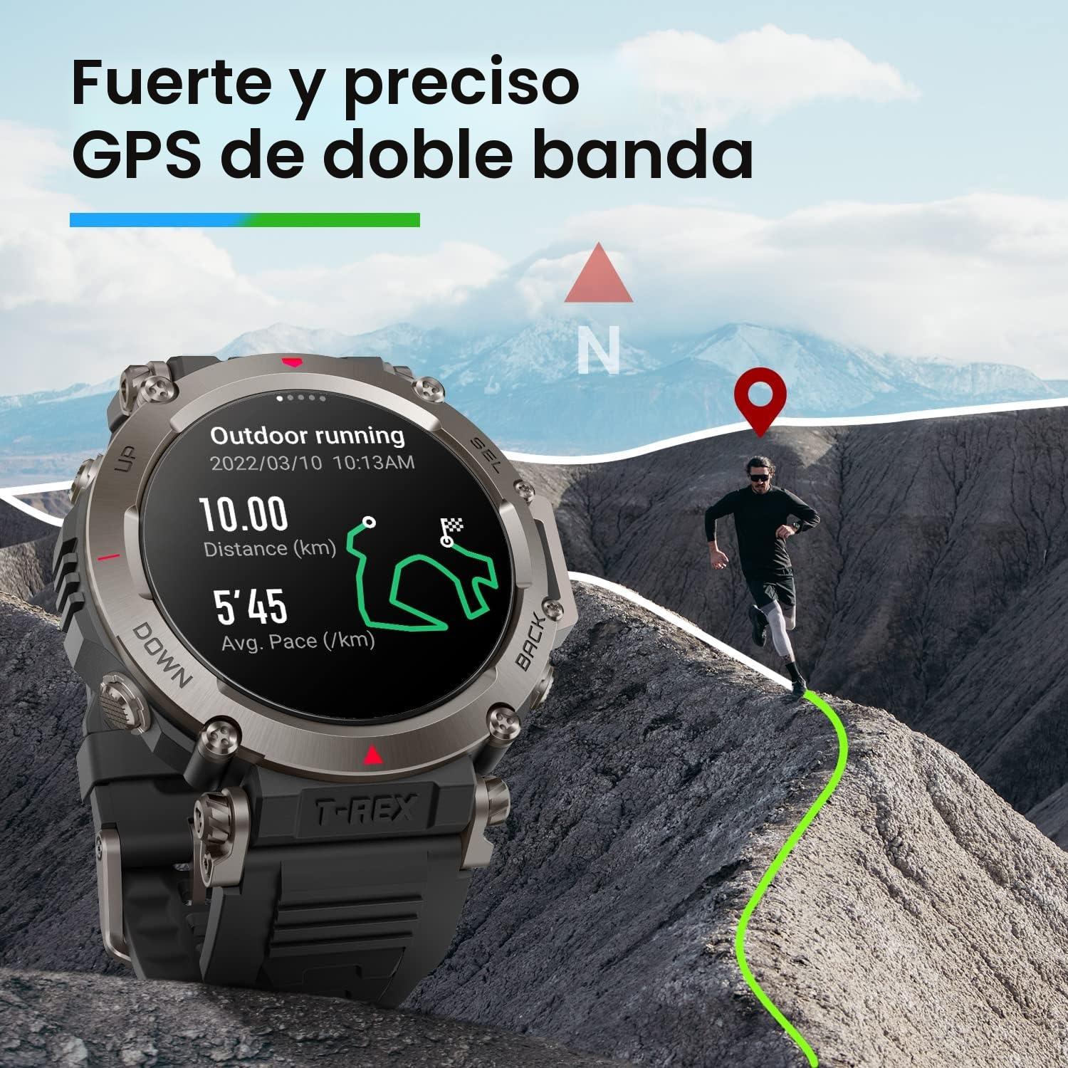 Amazfit T-Rex Ultra 47mm SmartWatch Reloj Deportivo Premium Multideporte con GPS Navegación en Tiempo Real Ejercicio de Fuerza 160+ Modos Deportivos Frecuencia cardíaca Monitoreo SpO2