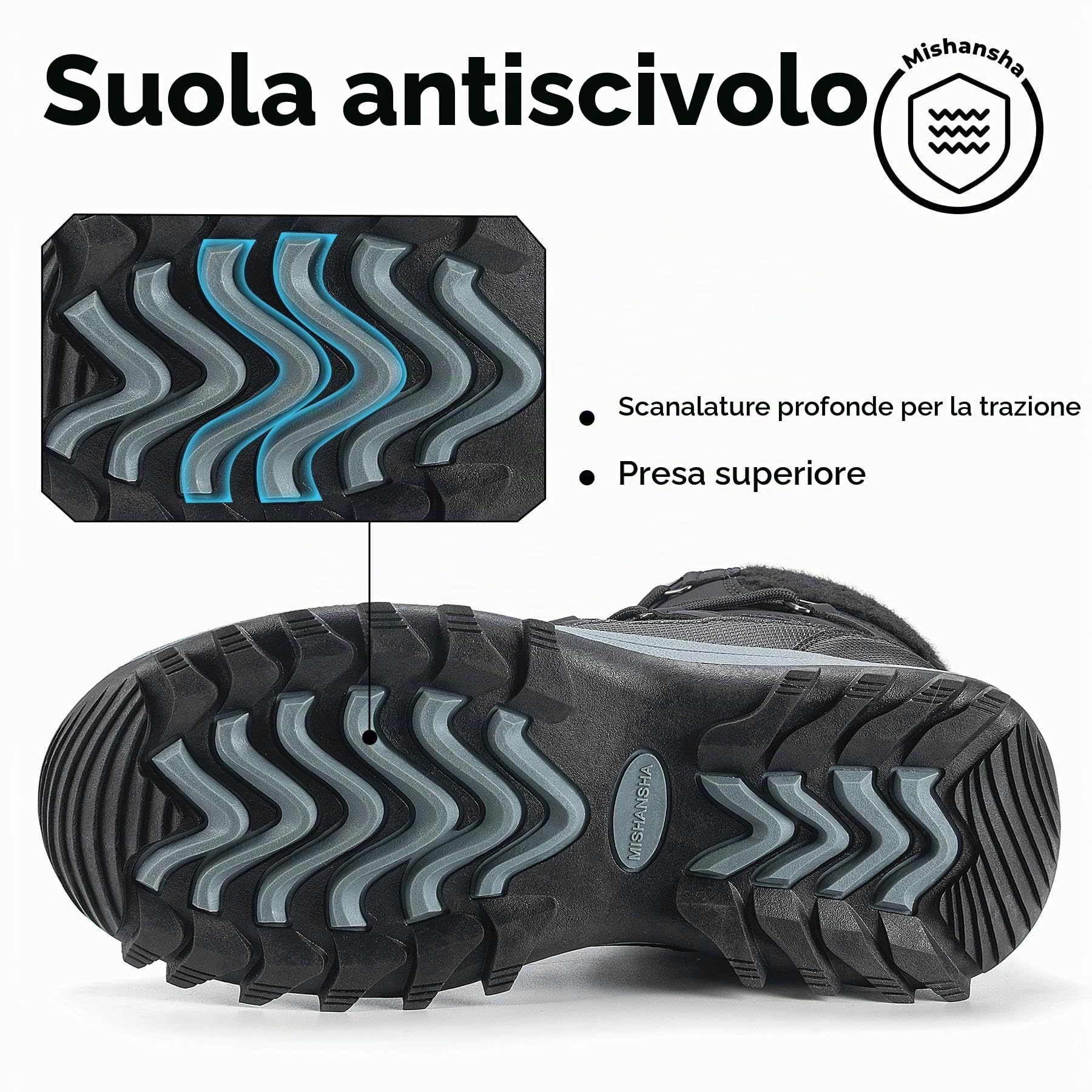 Mishansha Stivali Donna Invernali Stivaletti Neve Calde Scarponcini Pelliccia GR.36-42