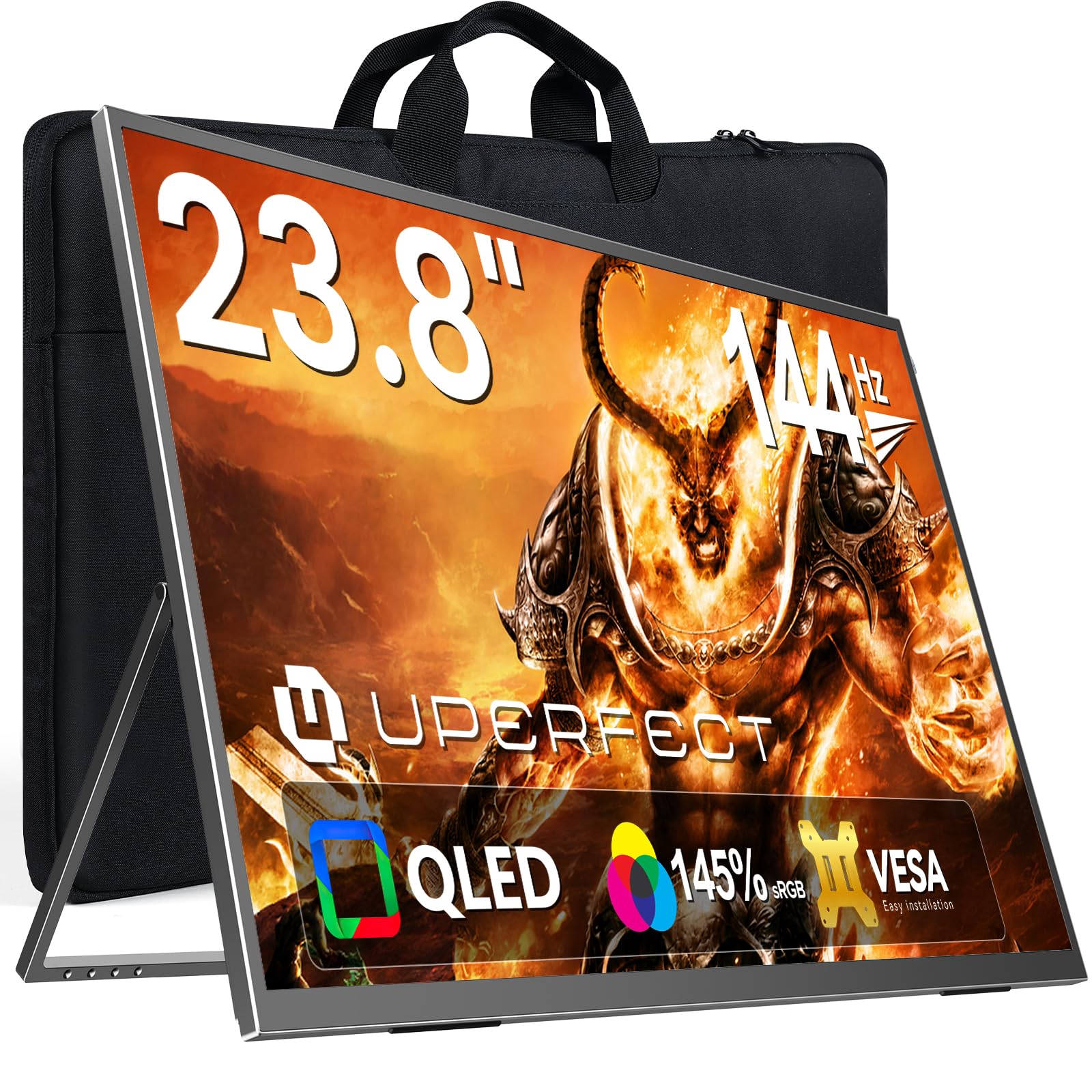 UPERFECT 23,8 Pouces 144Hz QLED Écran Portable, FHD 1080P 2000:1 145% sRGB