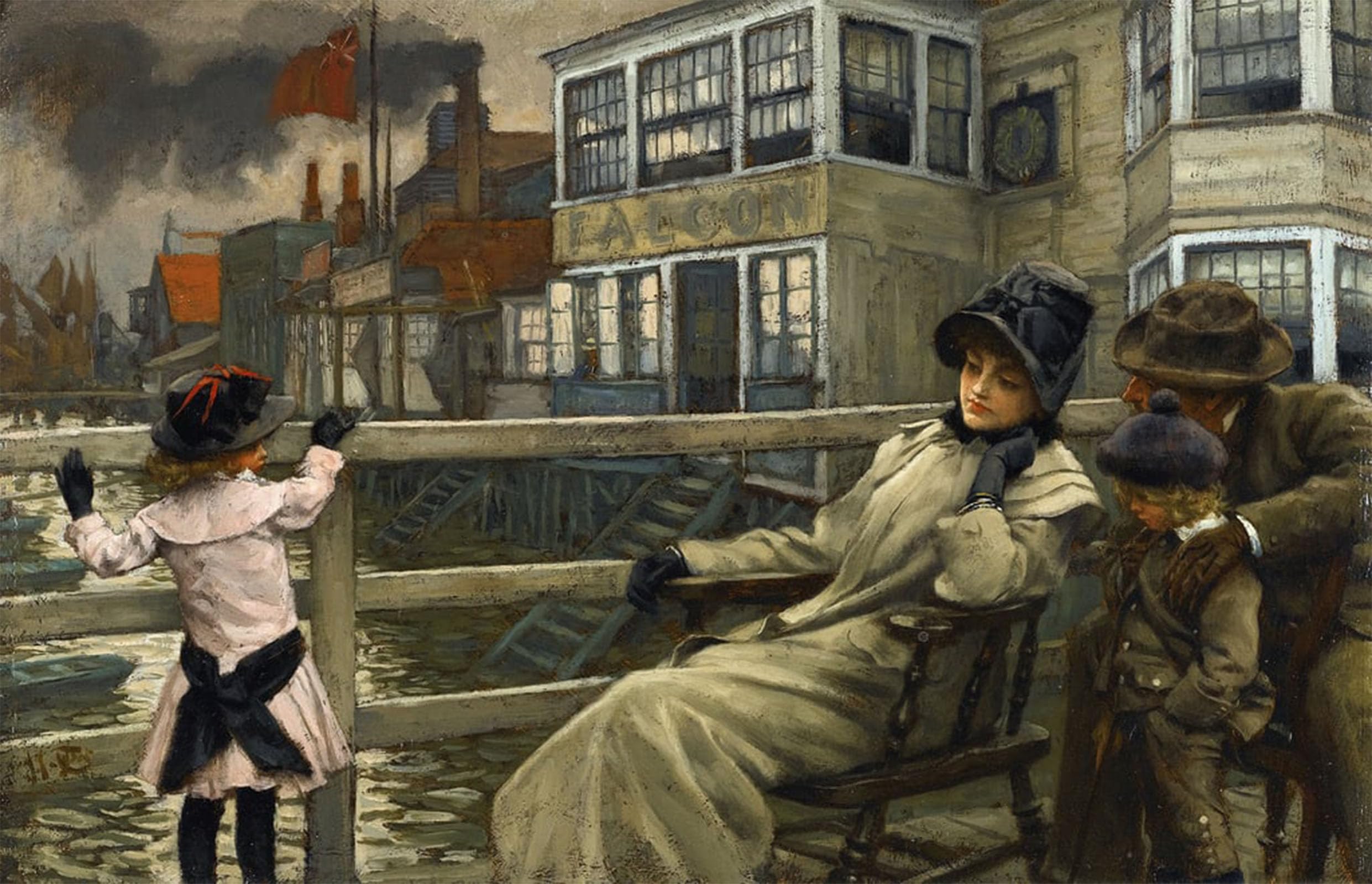 ARTXLXXBN Famous Painting Canvas Artwork Graffiti Print Academic Art Waiting for the Ferry by Jacques Portrait Canvas Image for Home Decor 60x90cm