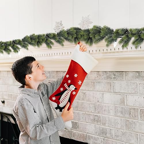 Miniatura 6 de RECUTMS Guirnalda de Navidad para exteriores, guirnalda decorativa de Navidad, corona de pino artificial, vegetación de plástico, plantas de