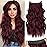 KooKaStyle Invisible Wire Hair Extensions with Transparent Wire Adjustable Size 4 Secure Clips Long Wavy Secret Hairpiece (20 Inch, Burgundy)