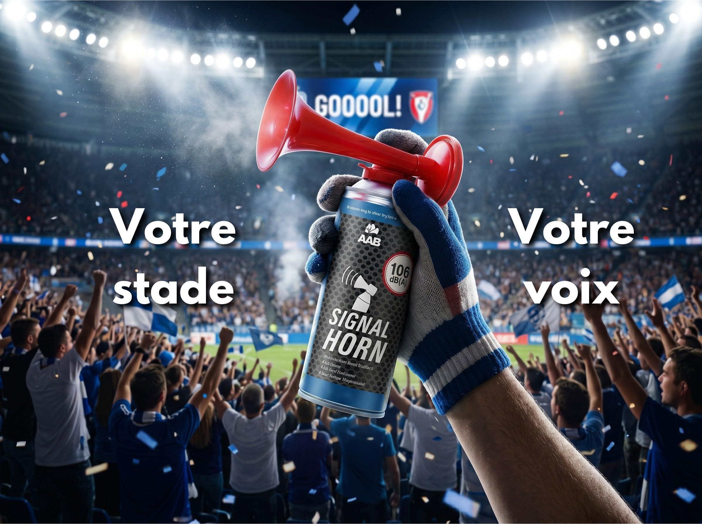 AABCOOLING 6X Signal Horn 106 DB(A) Ininflammable - Jusqu'à 120 Signaux, pour Euro 2024 Football Championnat, pour événements Sportifs, Klaxon a Air Comprimé, Klaxon Supporter, Corne de Supporter
