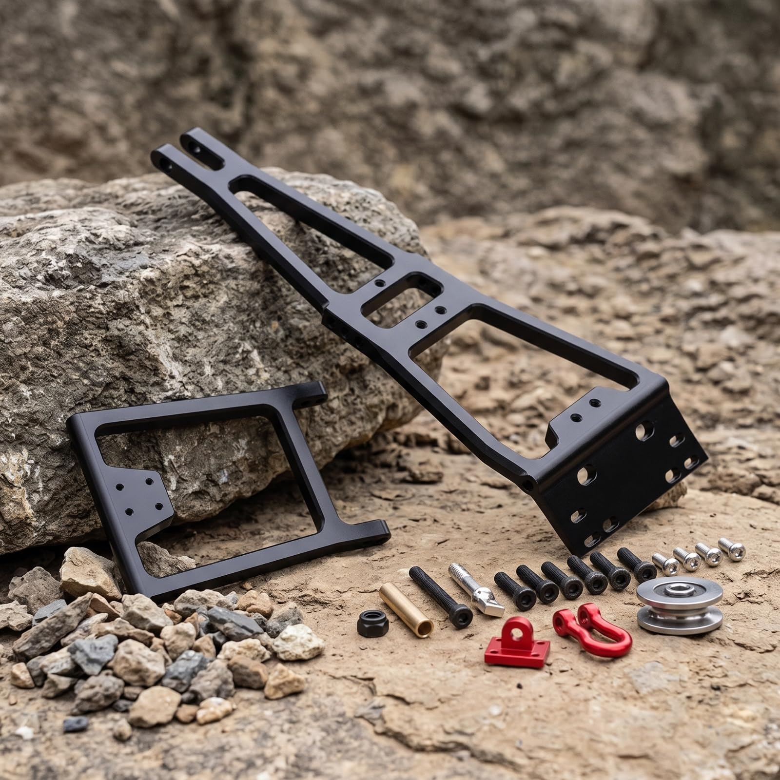 predolo Kit Grúa Emergencia con Cabrestan Ajustable Grúa con Gancho Gancho Remolque para Coches RC Crawler, Plata