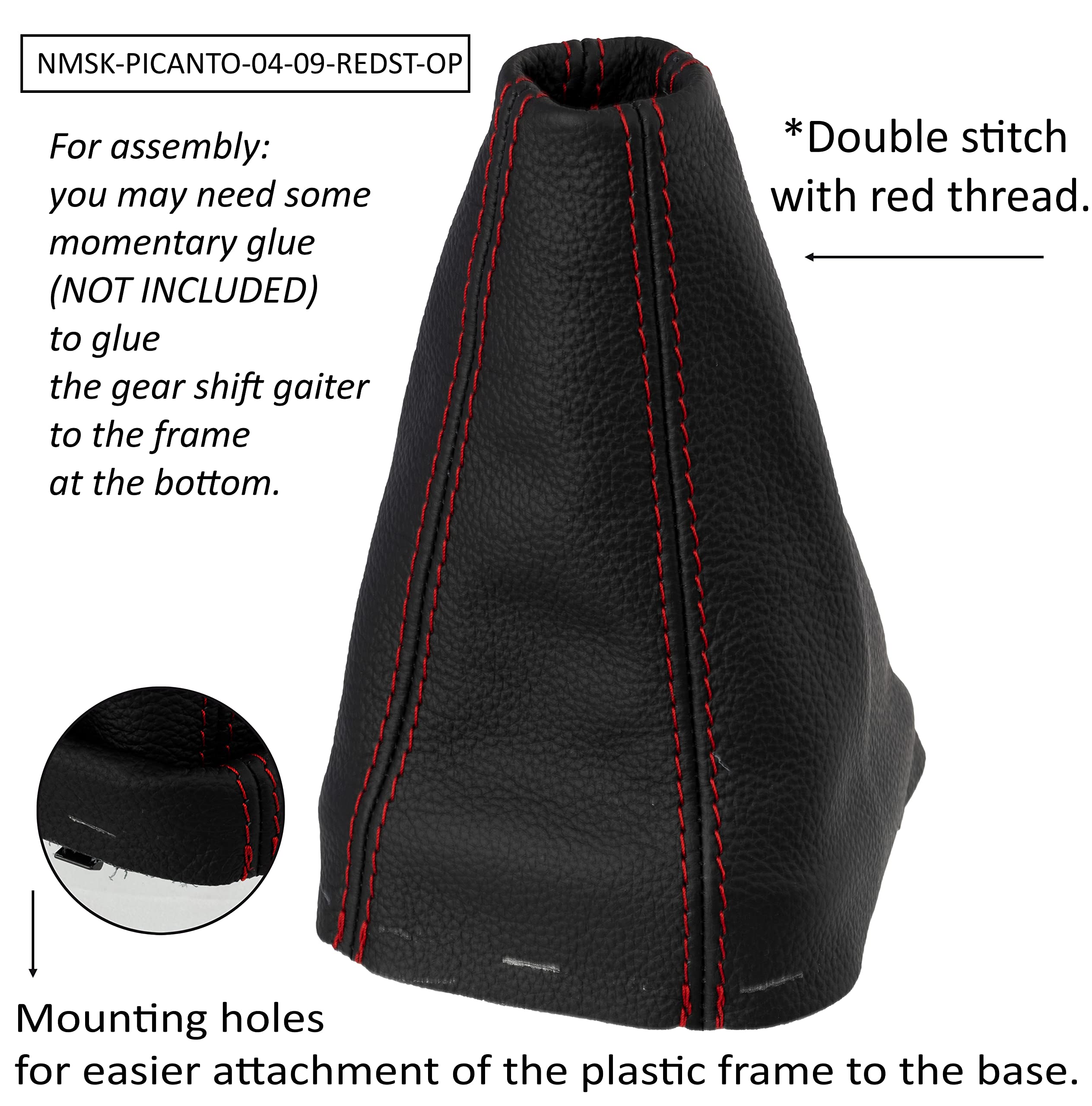 RED STITCH LEATHER MANUAL GEAR GAITER PLASTIC FRAME FITS MG MAESTRO - View #8