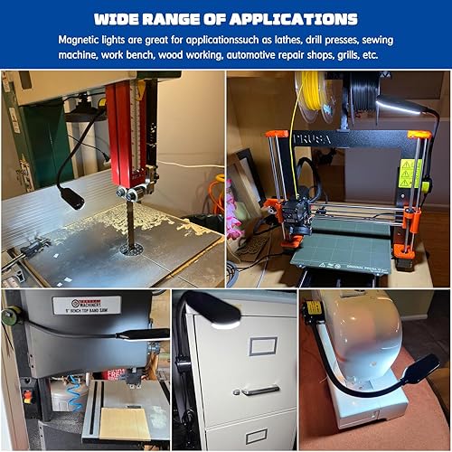 Miniatura 5 de Lámpara de trabajo de cuello de cisne flexible LED para máquina de coser con base de montaje magnético para banco de trabajo, torno, taladradora,
