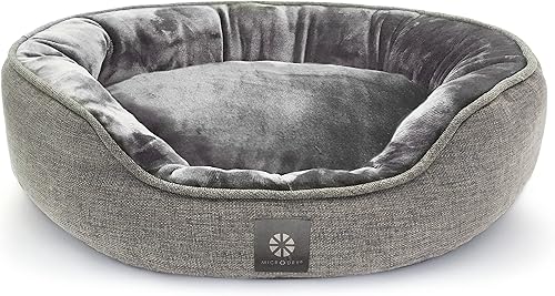 Miniatura 2 de MICRODRY Cama suave, acogedora y de felpa, lavable a máquina, autocalentable, para perros de tamaño pequeño a mediano, 18 x 24 x 7 pulgadas, gris