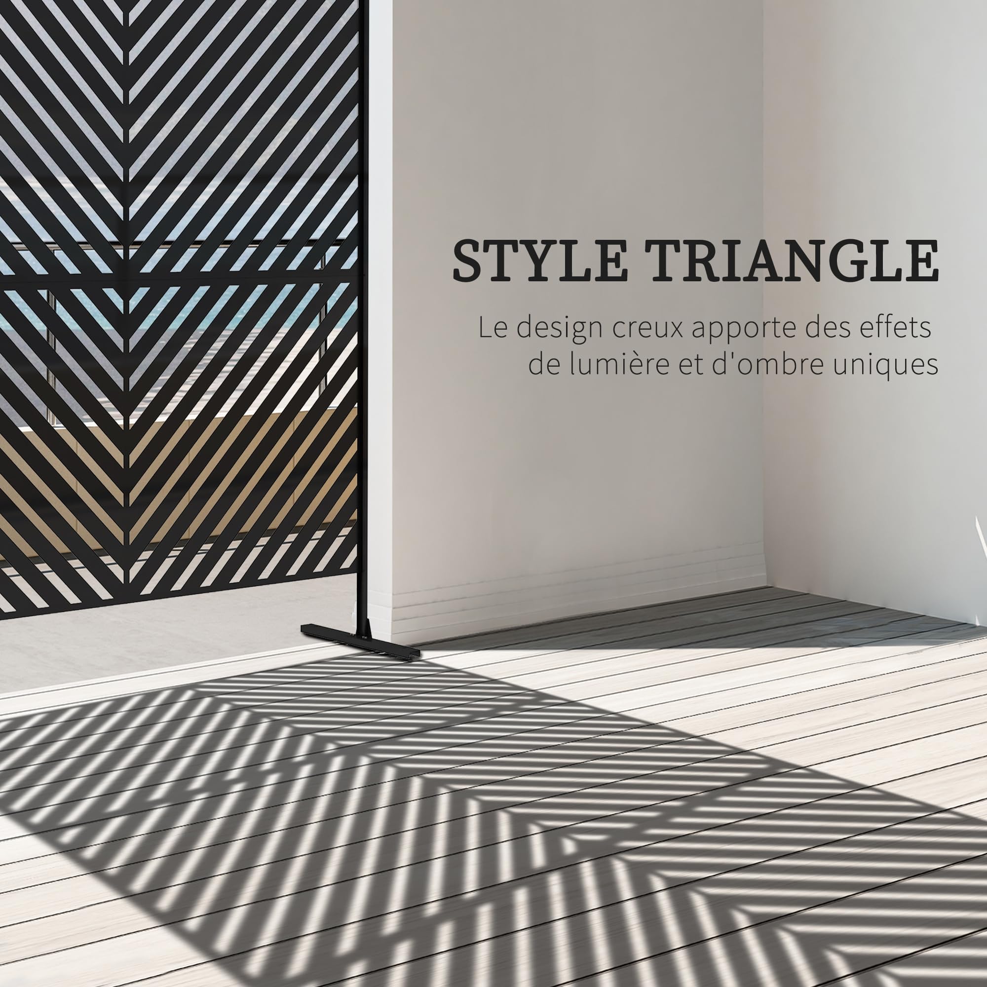 Outsunny Panneau Brise Vue Décoratif Extérieur 122x45x198 cm Noir | Paravent en Métal, Motif Géométrique Ajouré