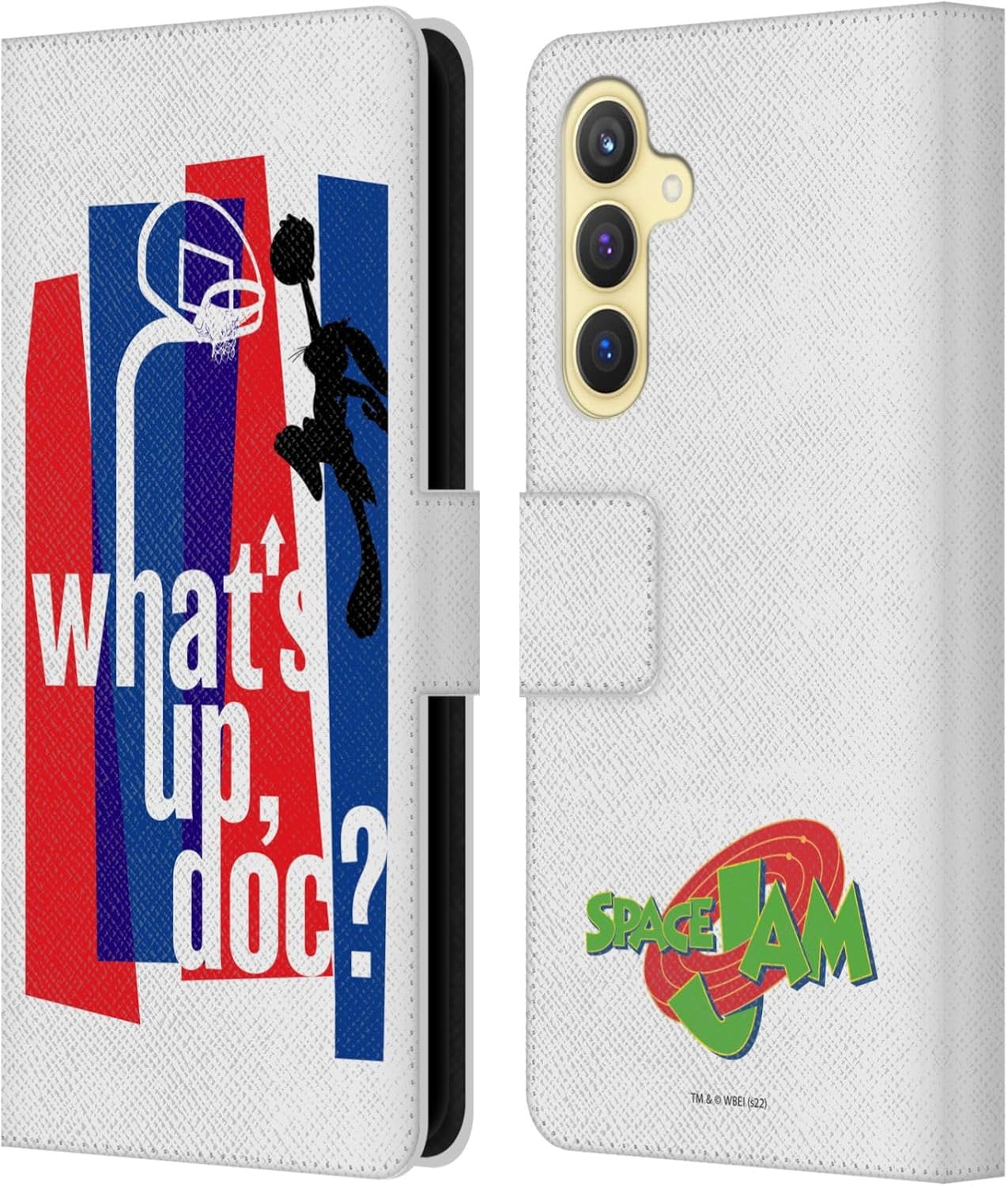 Head Case Designs Officially Licensed Space Jam (1996) What's Up Doc? Graphics Leather Wallet Case Compatible with Samsung Galaxy S23 FE 5G