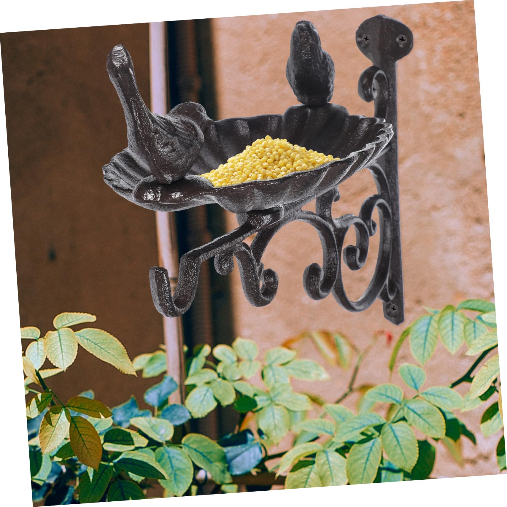 Mipcase Gancio da Parete per Bagno per Uccelli in Ferro Nero | Uso Esterno, per Giardino e Vasi Sospesi, Supporto Decorativo per Gabbie e Ciotole