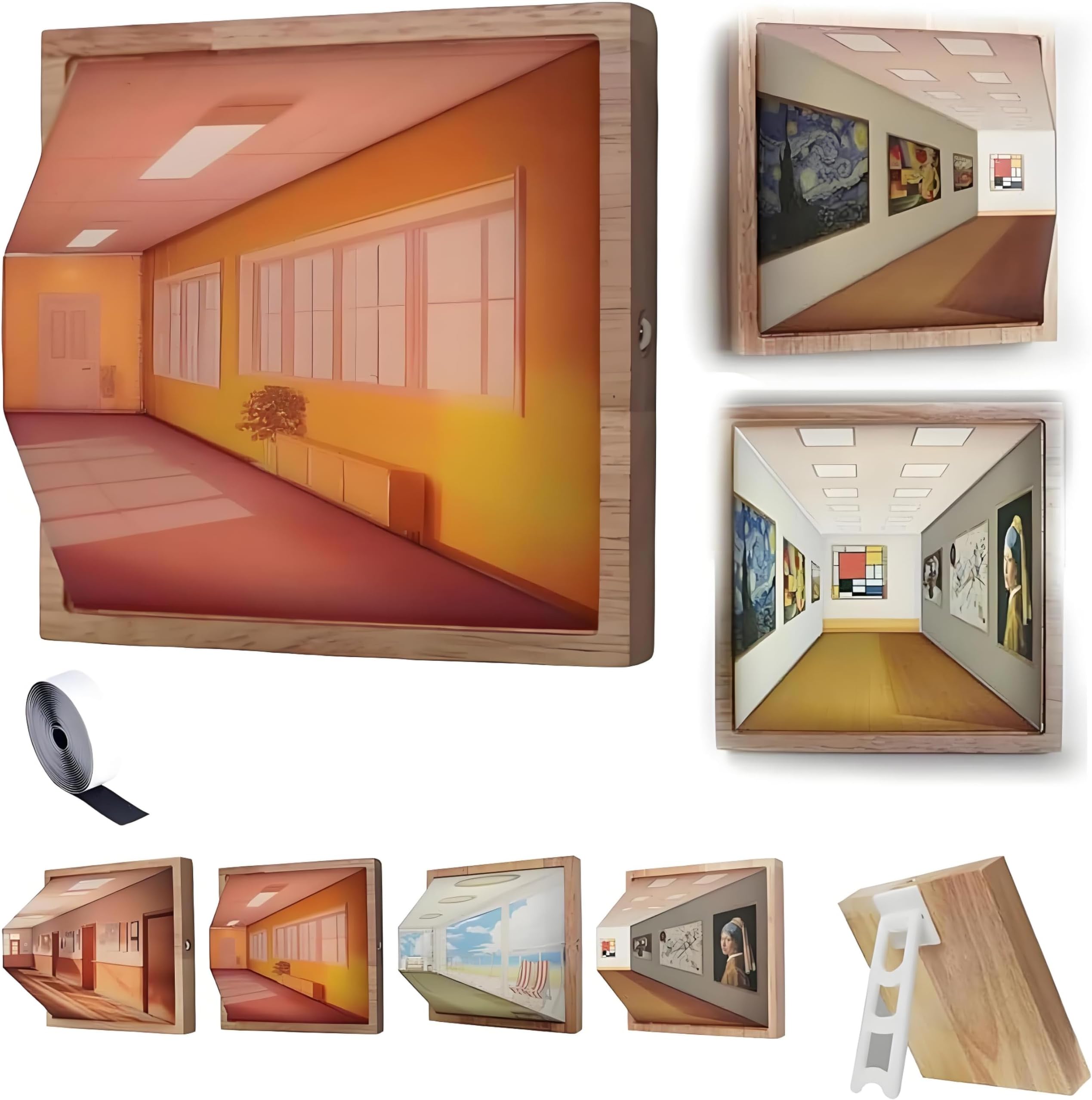 3D Naked Eye Visual Night Light with Optical Illusion Atmosphere LED Light Colors, 3D Classic Art Design Wall-Mounted Lamp, USB Charge Decorative Lamp Perfect Home Decor (corrider)