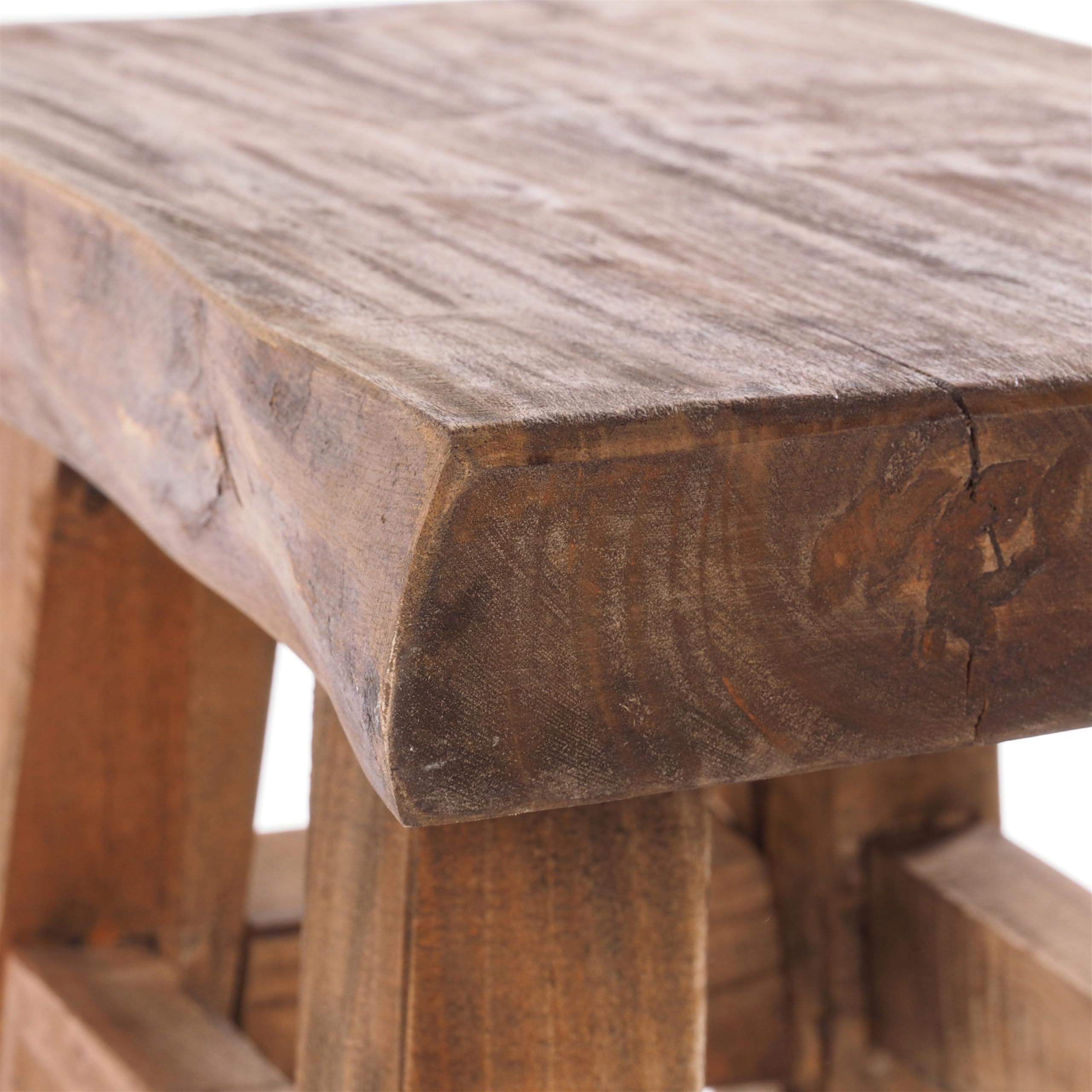 Design Delights - Sgabello Vintage 40, in stile rustico, in legno massiccio riciclato, 43x45x27 cm (altezza x larghezza x profondità)