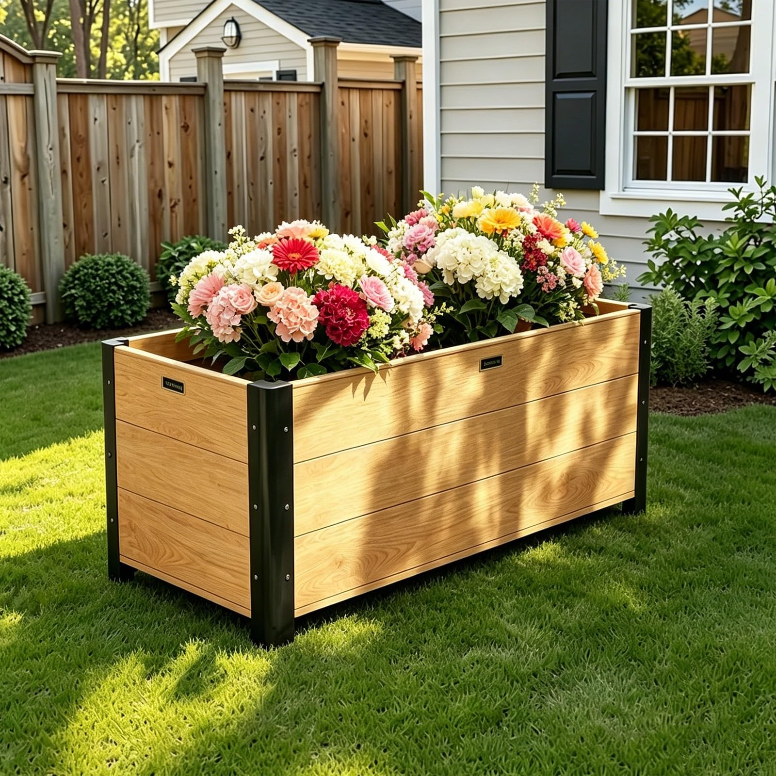 Large Capacity Aluminum Metal Raised Planter Bed, Garden Box With Drainage System, Outdoor Plant Raised Container For Fruits Vegetables