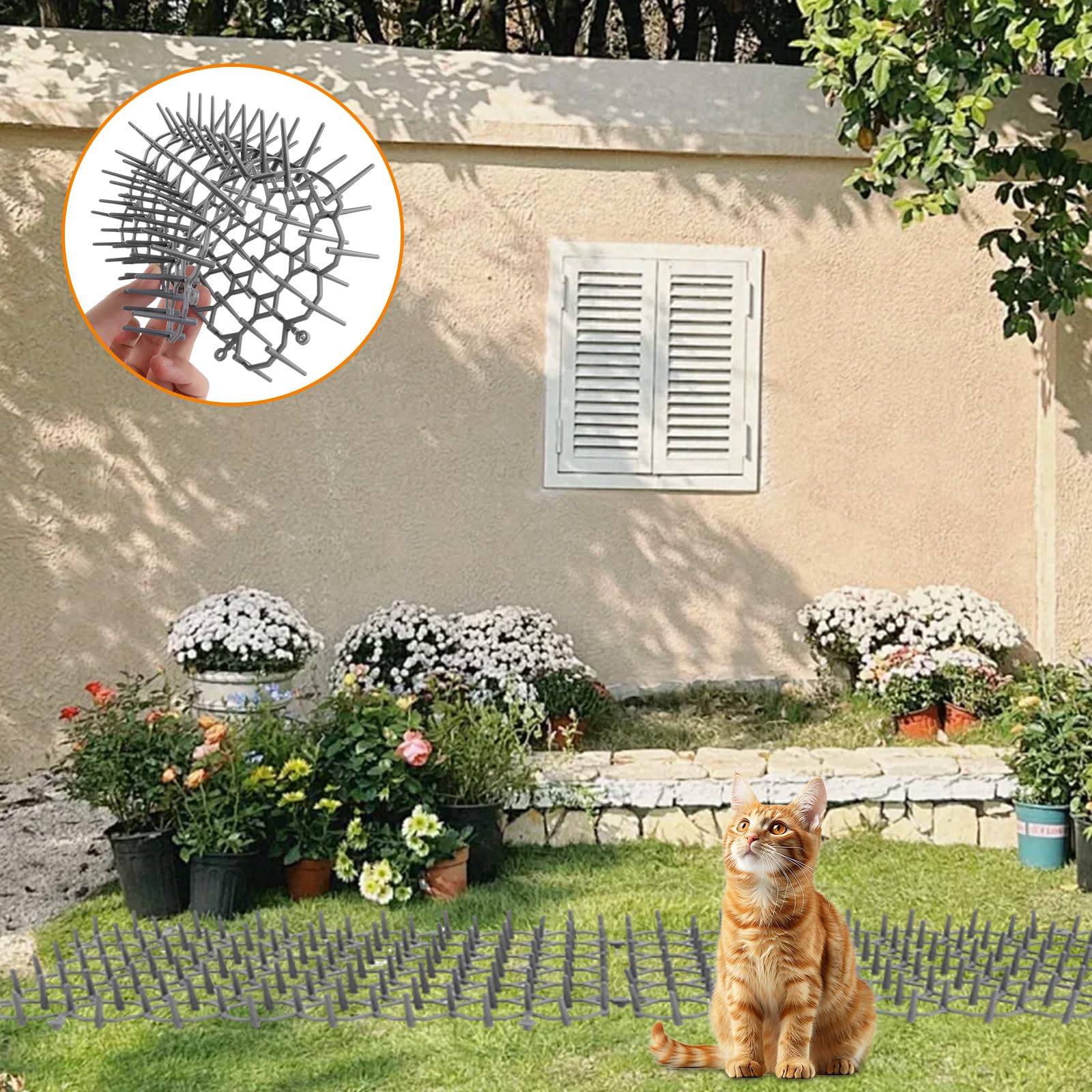 JMIATRY 24 Stück Dornengitter Gegen Katzen, 20 x 15 cm Katzenabwehrmatte Grau, Katzenabwehr Spikes Katzenabwehr Matte für Garten und Außenbereich