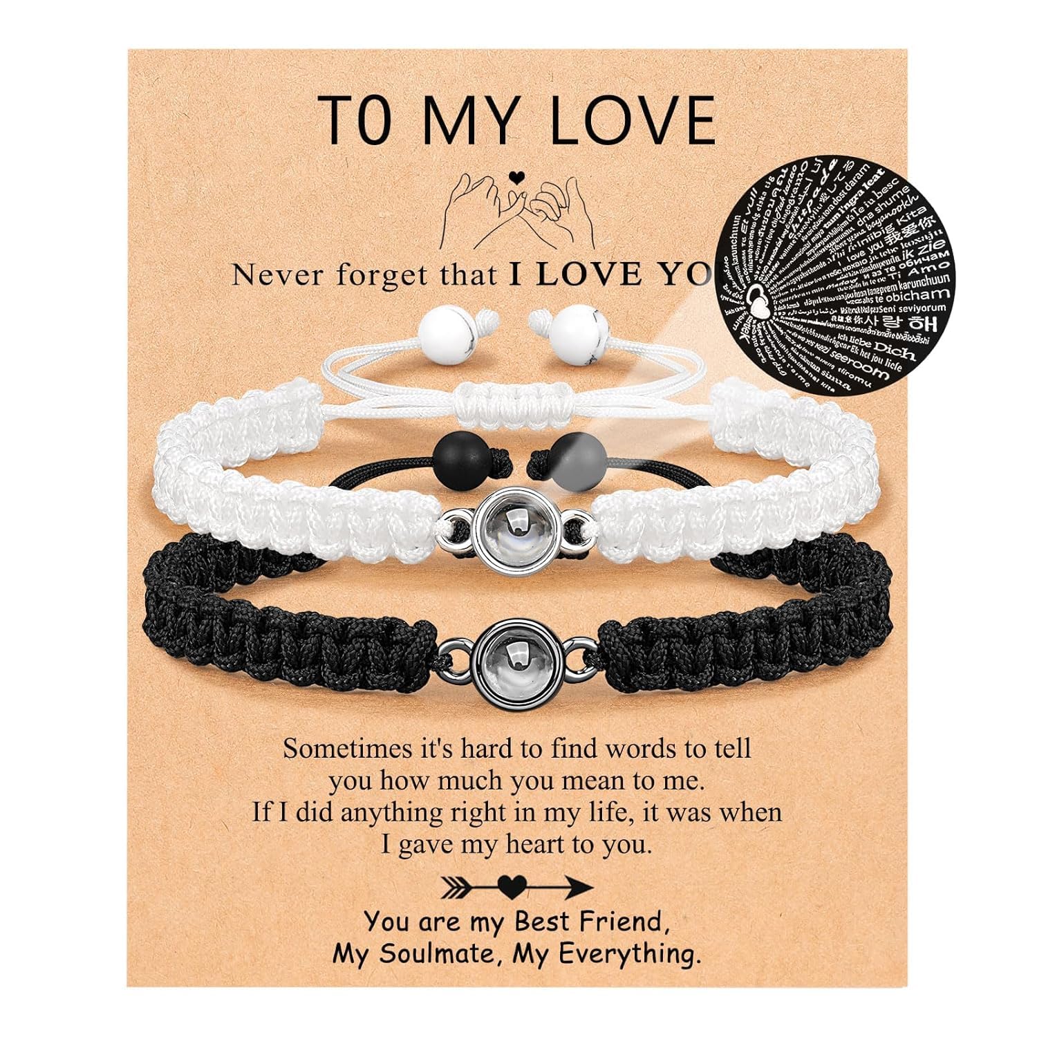 El Regalo 2Pcs I Love You 100 Languages Matching Couple Bracelets Set - Pinky Promise Valentines Day Gift For Unisex Adult (To My Love) (B0CVBFMVWQ) Amazon Price History, Amazon Price Tracker