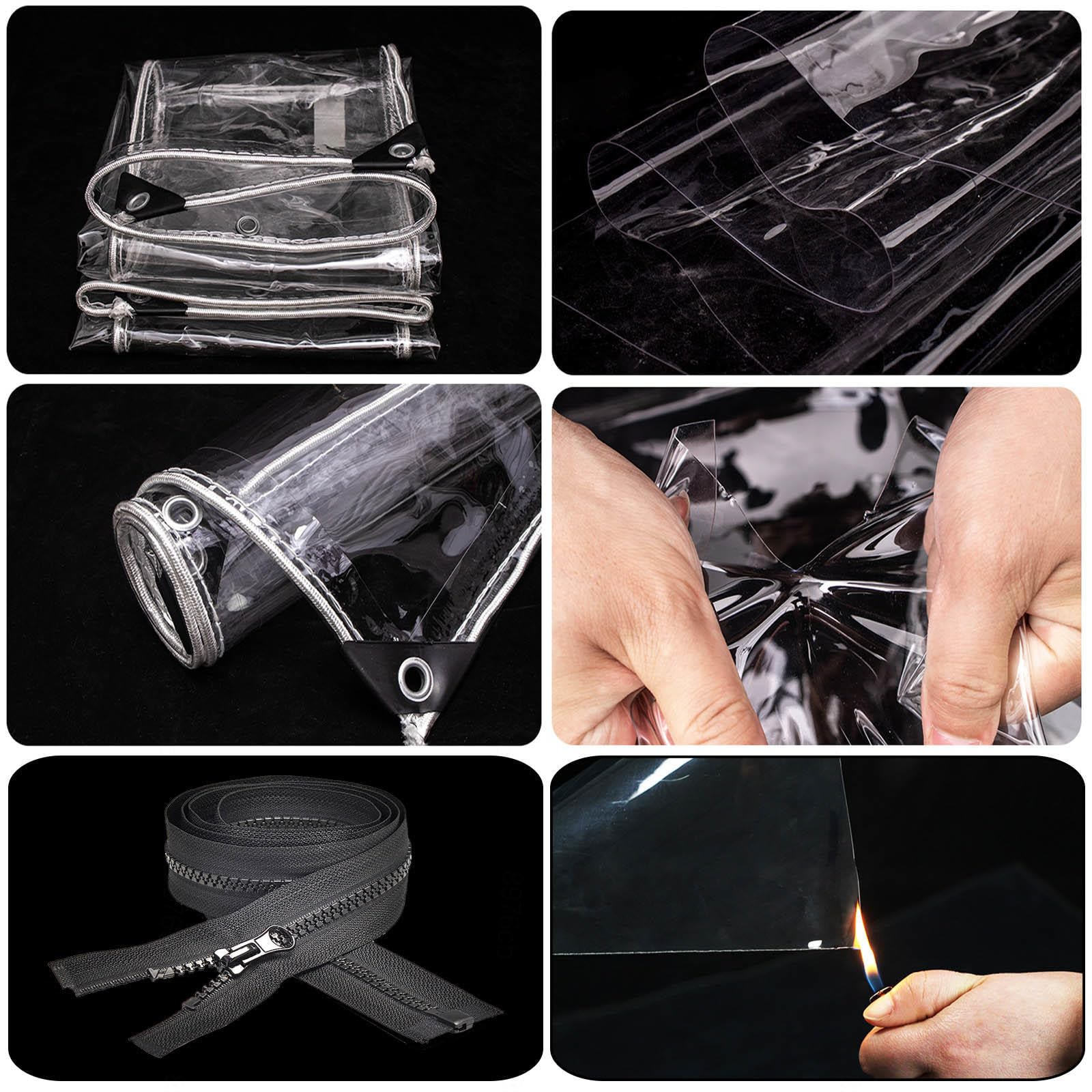 Teloni Trasparenti in PVC Pesan Teimpermeabili con Porta a Cerniera,Telone Protettivi Resistenti al Taglio,Pannelli Laterali in Telo Trasparente,per Carport,Pergola,Serre,WxH-3x2.5m/9.8x8.2ft
