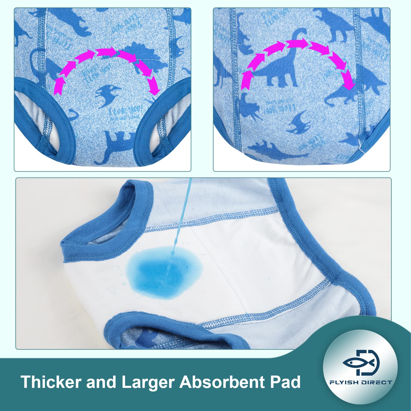 FLYISH DIRECT Calzoncitos de Entrenamiento para bebés, Paquete de 6 Calzoncillos de Entrenamiento para niñas y niños, 2-7 años, Lavables y Reutilizables, 140/7T
