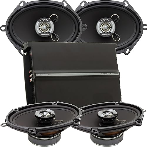Focal Paquete de 2 sets Auditor RIP-570C 5x7 50W RMS Altavoces coaxiales de 2 vías R-4280 4 canales 560 vatios amplificador máximo
