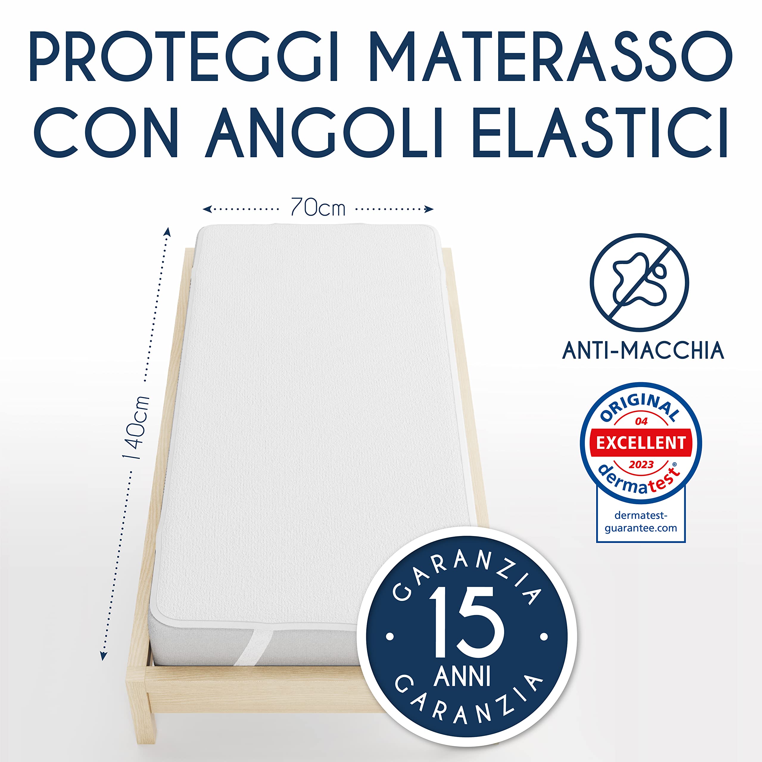 Dreamzie Coprimaterasso Lenzuola Lettino 70 x 140 cm - OEKO TEX - 4 Angoli Elastici - Impermeabile