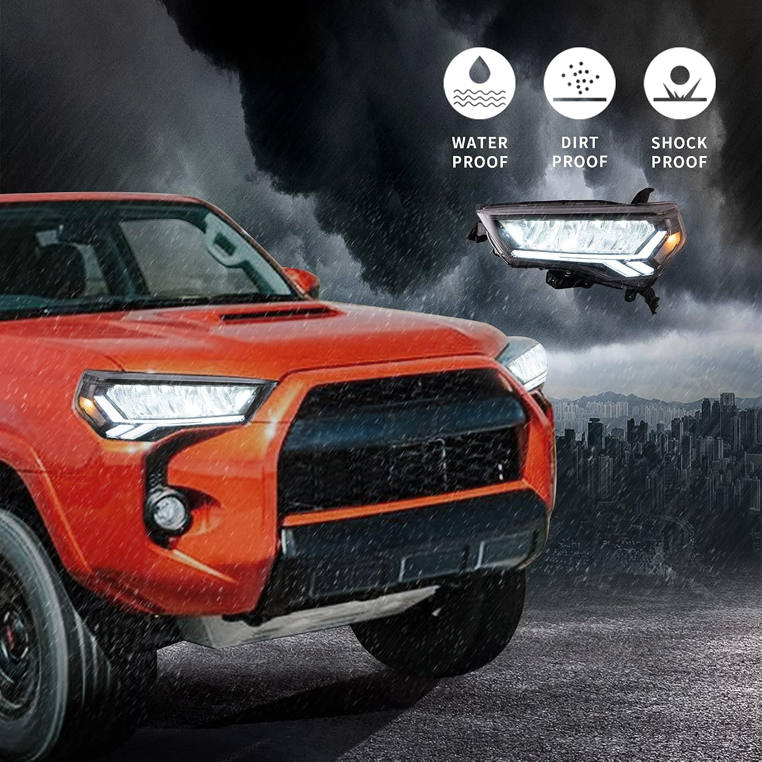 VLAND LED Reflective bowl Headlights For [2014-2020 Toyota 4Runner TRD, Limited, Off-Road, SR5, Sport, Nightshade] With Welcome/Breathe Function Dynamic DRL & Sequential Turn Signal Front Lamps