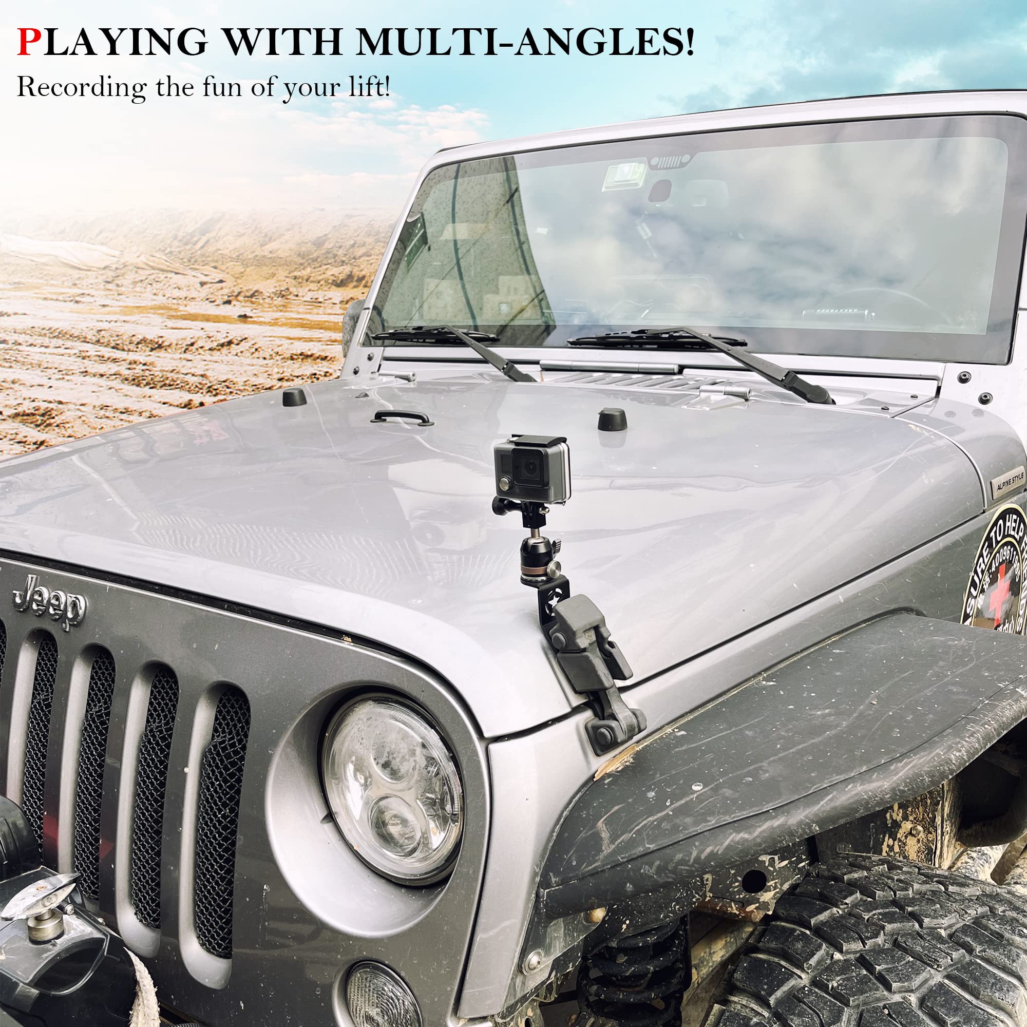 JHD-TOGO ダッシュフォンホルダーとカメラマウント Jeep Wrangler JL アクセサリー 2018-2023 2/4ドア用 Goproスライドレール電話ホルダー スマート 並行輸入品 | JHD-TOGO GoProアクションカメラマウントホルダー 2007-2018