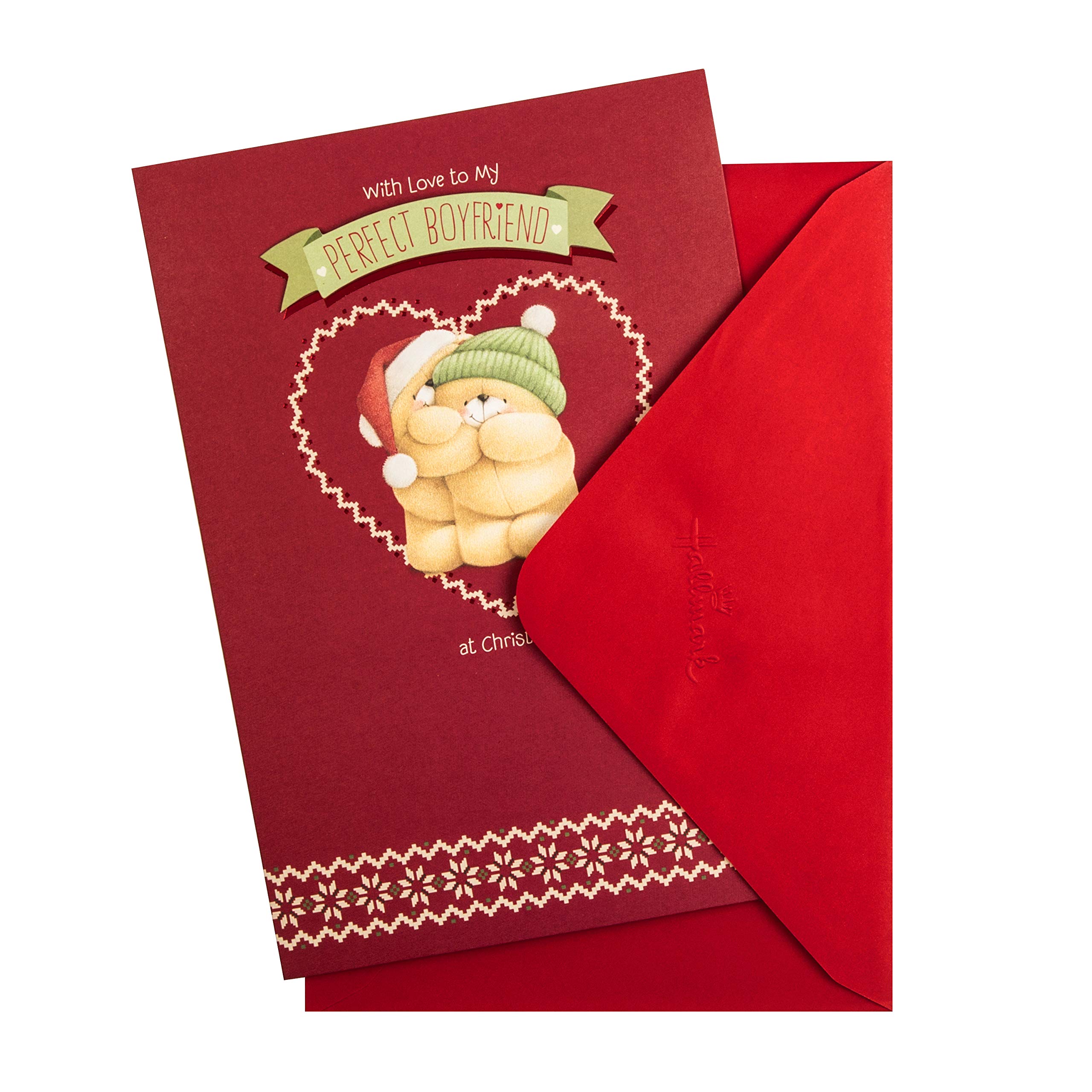 Hallmark Biglietto Di Natale Per Papà – Design Cute Forever Friends Con Dettagli In Oro E Rilievo – Inclusa Busta Rossa