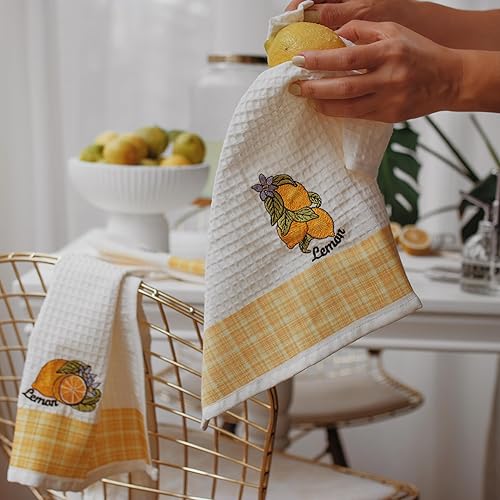 Miniatura 3 de Toallas de cocina con bordado de cactus, flores suculentas decorativas, bonitos paños de cocina, algodón turco, tejido de gofre, 16 x 24 pulgadas