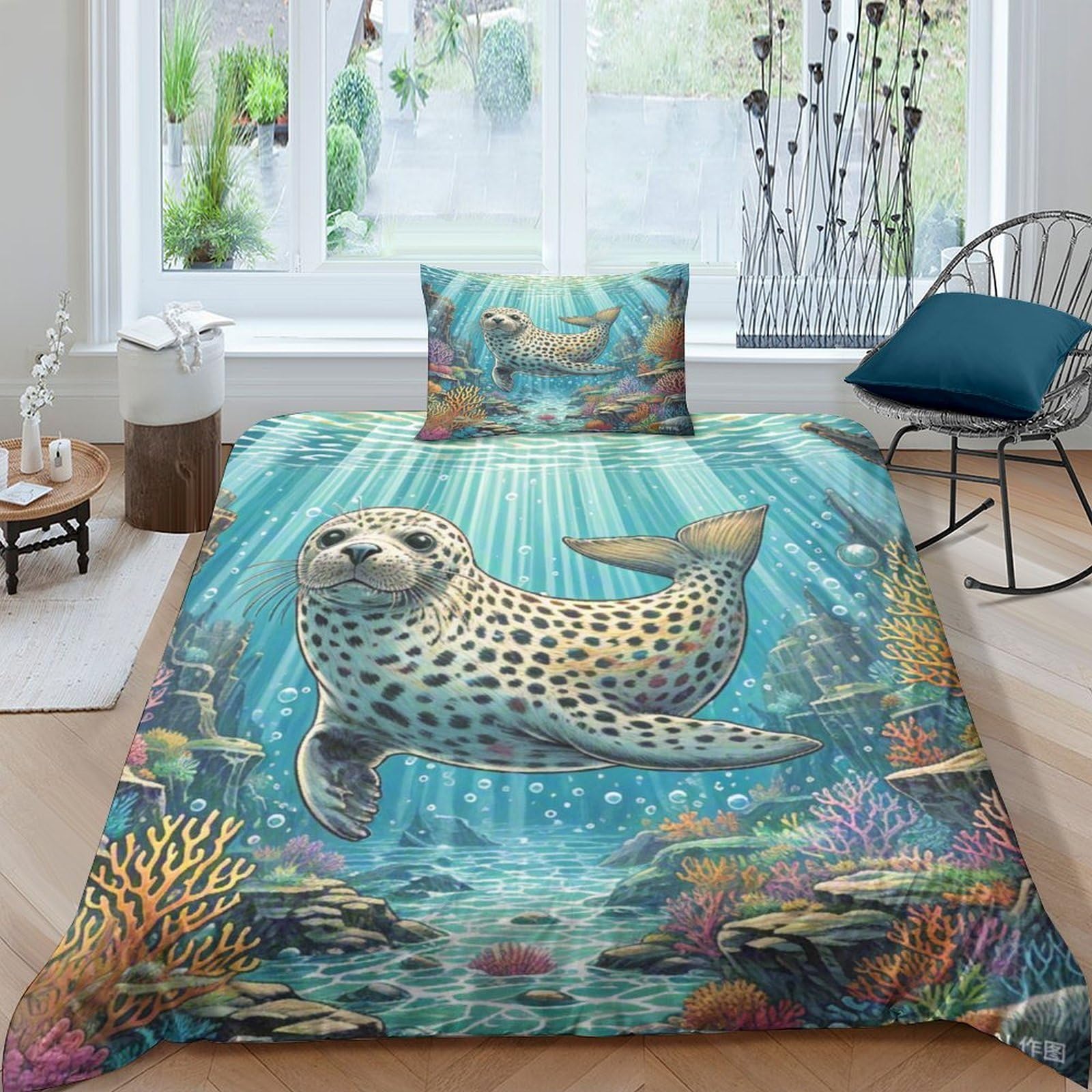 Housse de couette Sceau 135x200 microfibre pour lit enfant avec taie