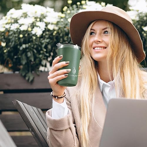 Miniatura 9 de Ideus Vaso de 20 onzas, taza de café de viaje con tapa deslizante a prueba de salpicaduras, taza de café aislada al vacío de acero inoxidable de